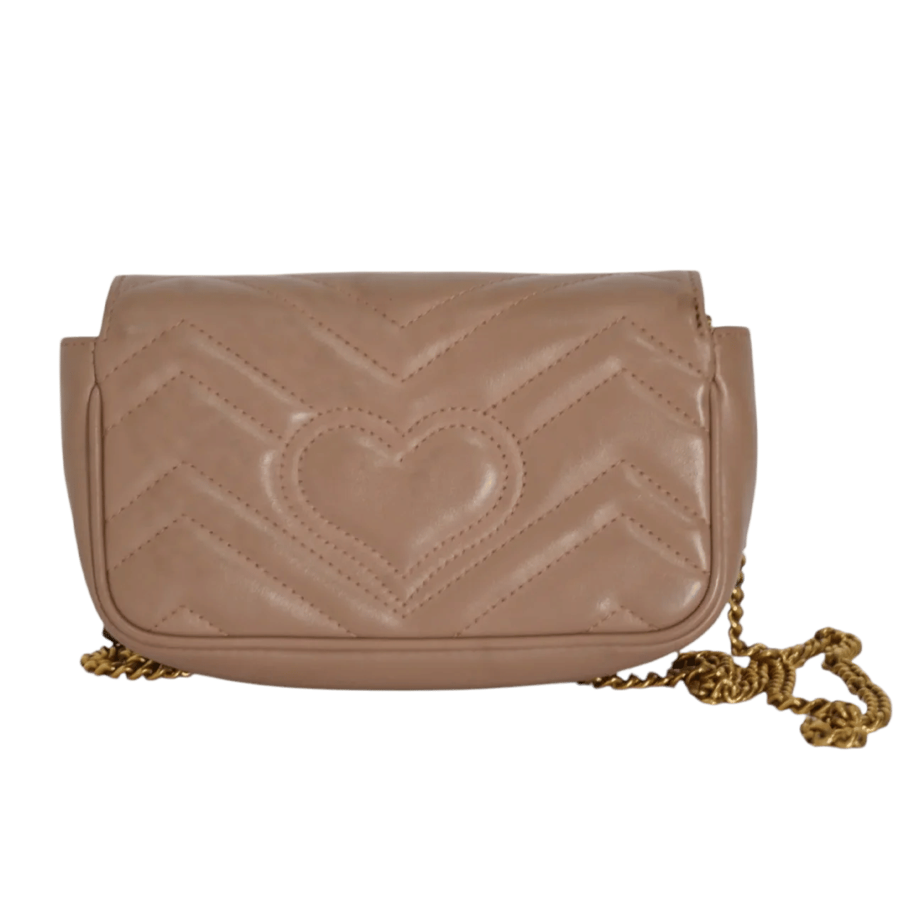 True To Sole Gucci 476433 GG Marmont Super Mini Chain Shoulder Bag - Beige