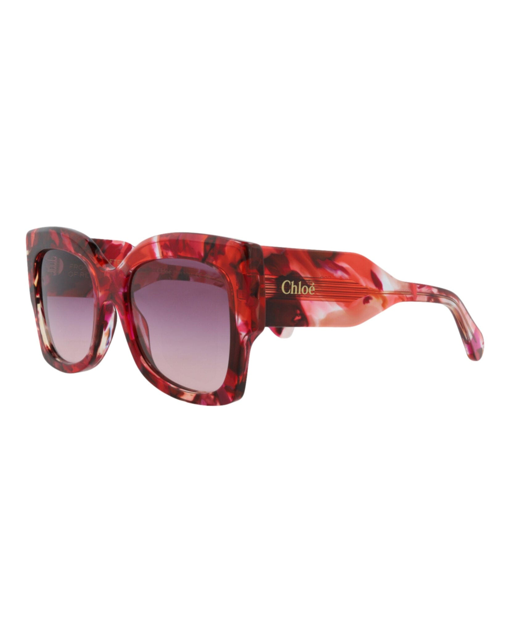 Fashion Chloé Womens Square/Rectangle Red Red Violet Fashion Designer Eyewear