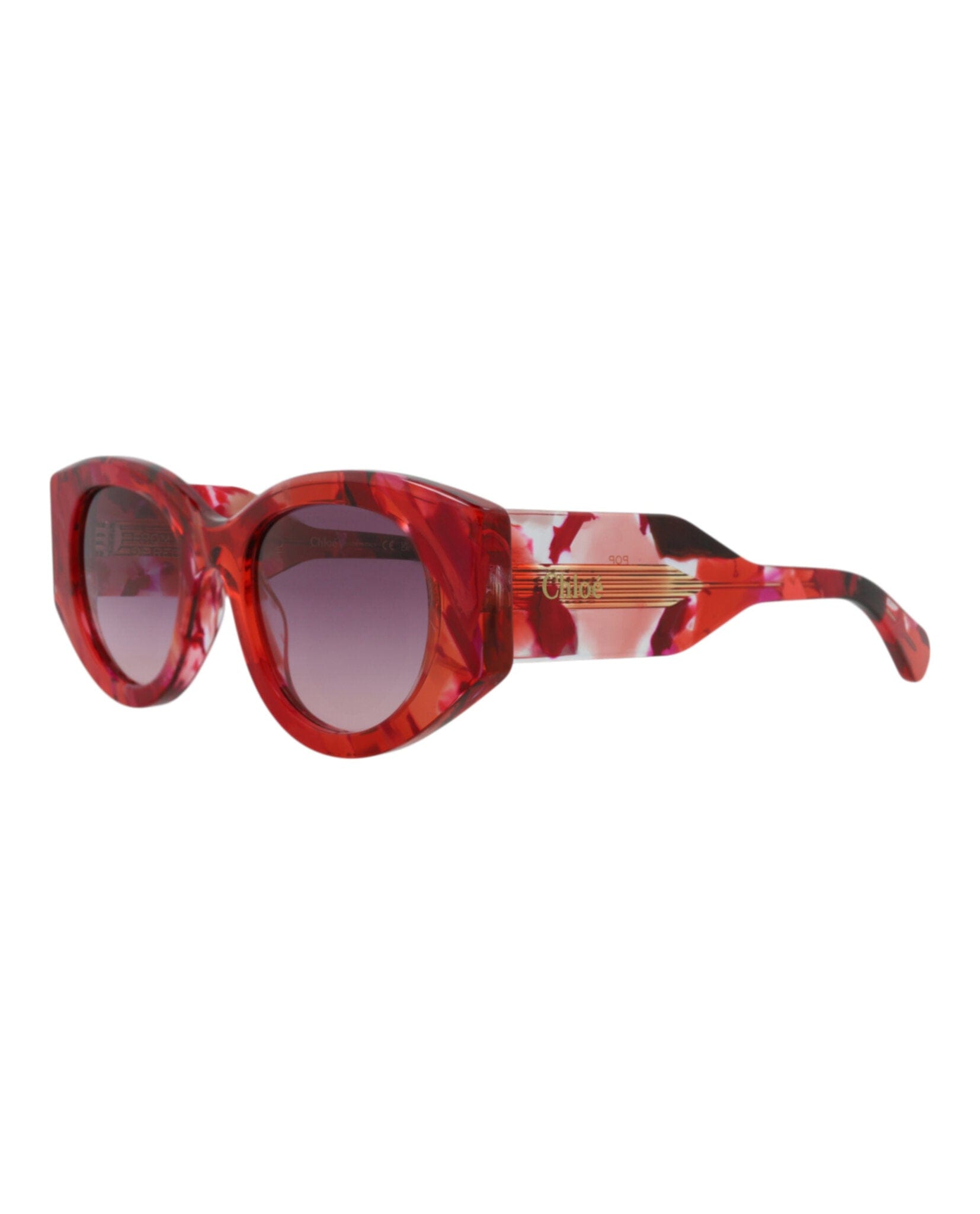 Fashion Chloé Womens Round/Oval Red Red Violet Fashion Designer Eyewear