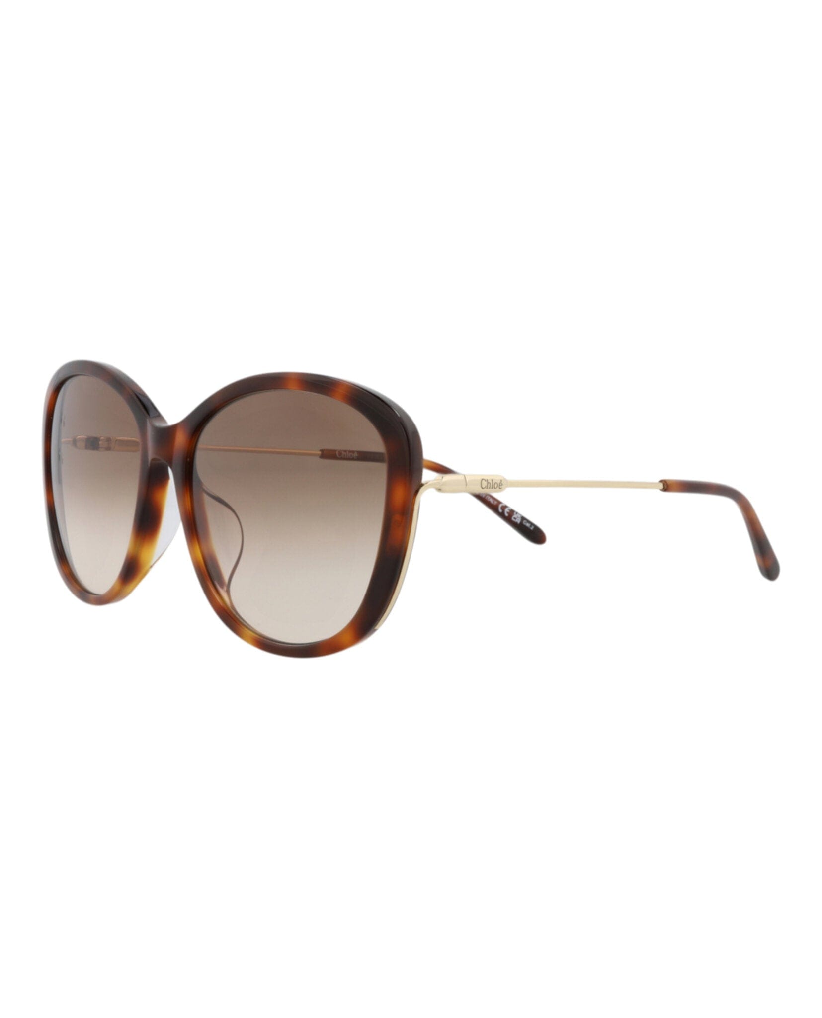 Fashion Chloé Womens Round/Oval Havana Gold Brown Fashion Designer Eyewear