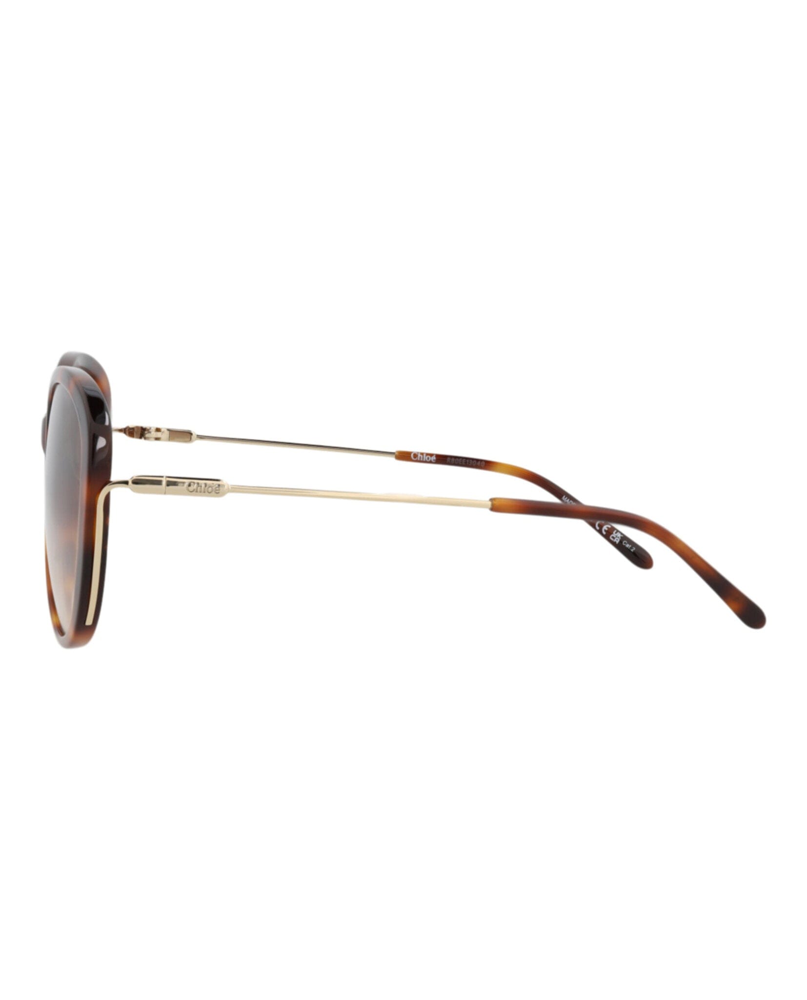 Fashion Chloé Womens Round/Oval Havana Gold Brown Fashion Designer Eyewear