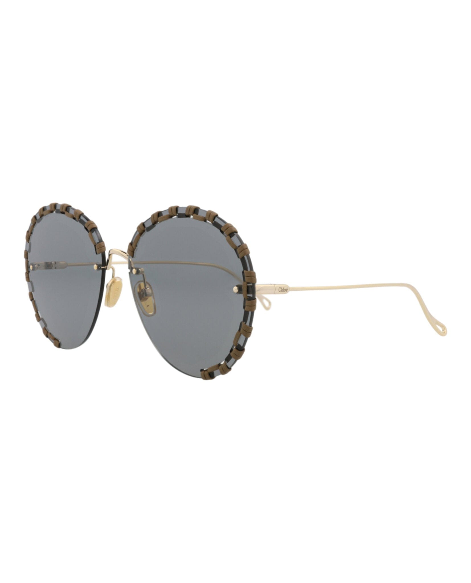 Fashion Chloé Womens Round/Oval Gold Gold Grey Fashion Designer Eyewear