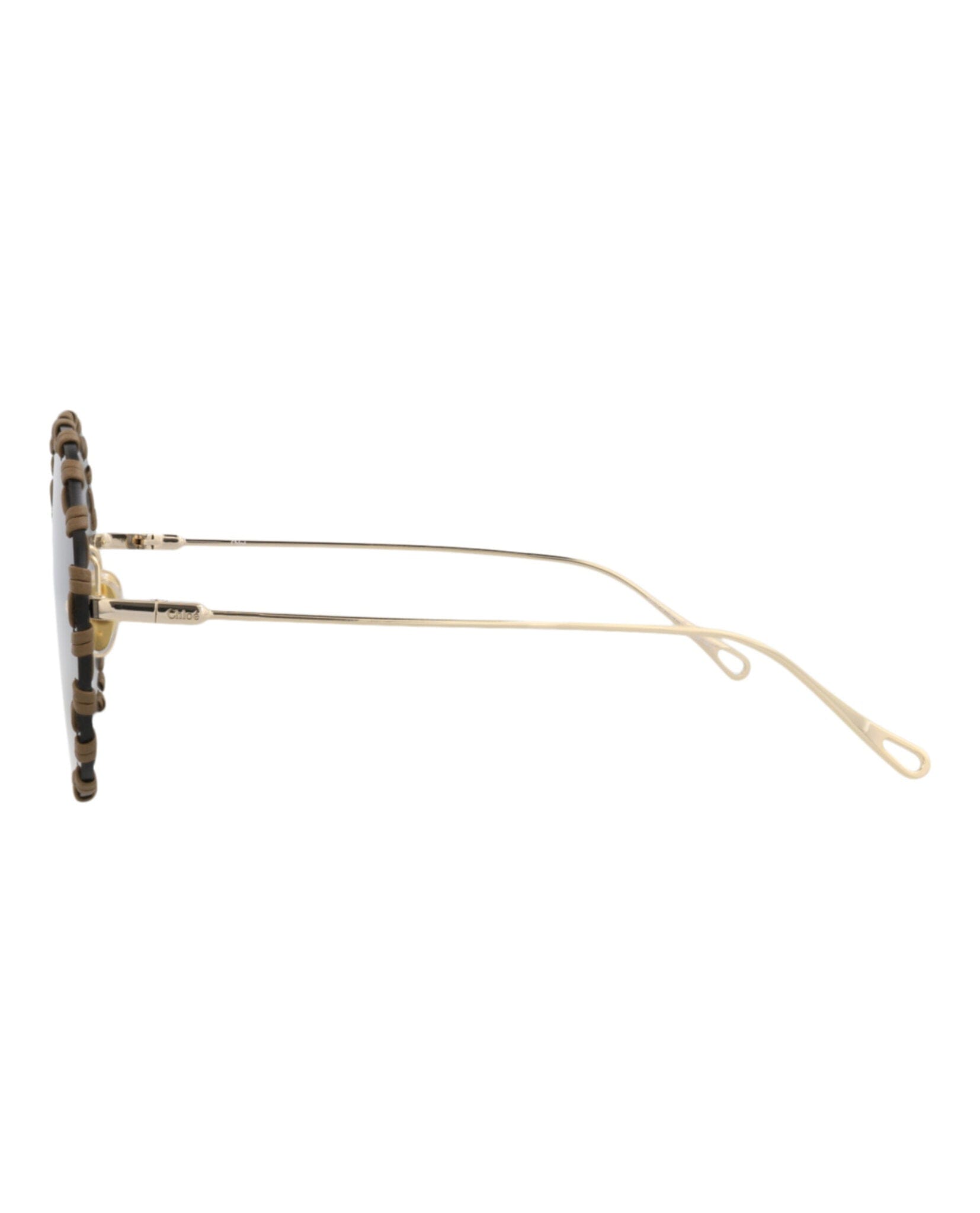 Fashion Chloé Womens Round/Oval Gold Gold Grey Fashion Designer Eyewear