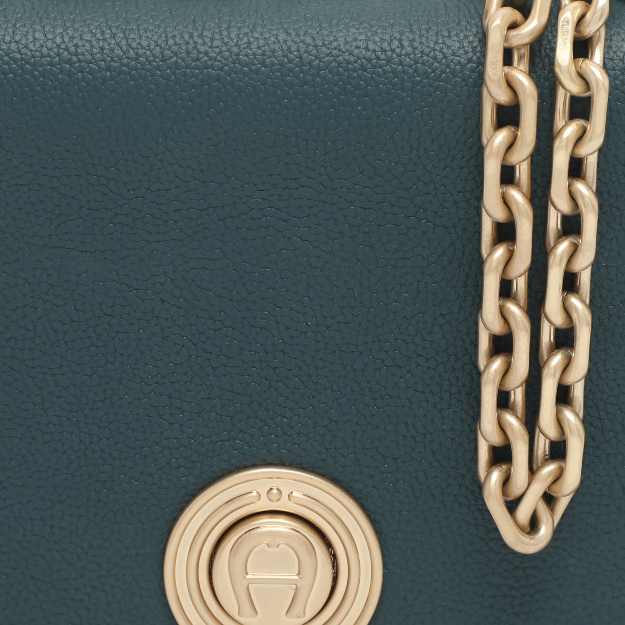 Aigner Leeloo Green Leather Shoulder Bag