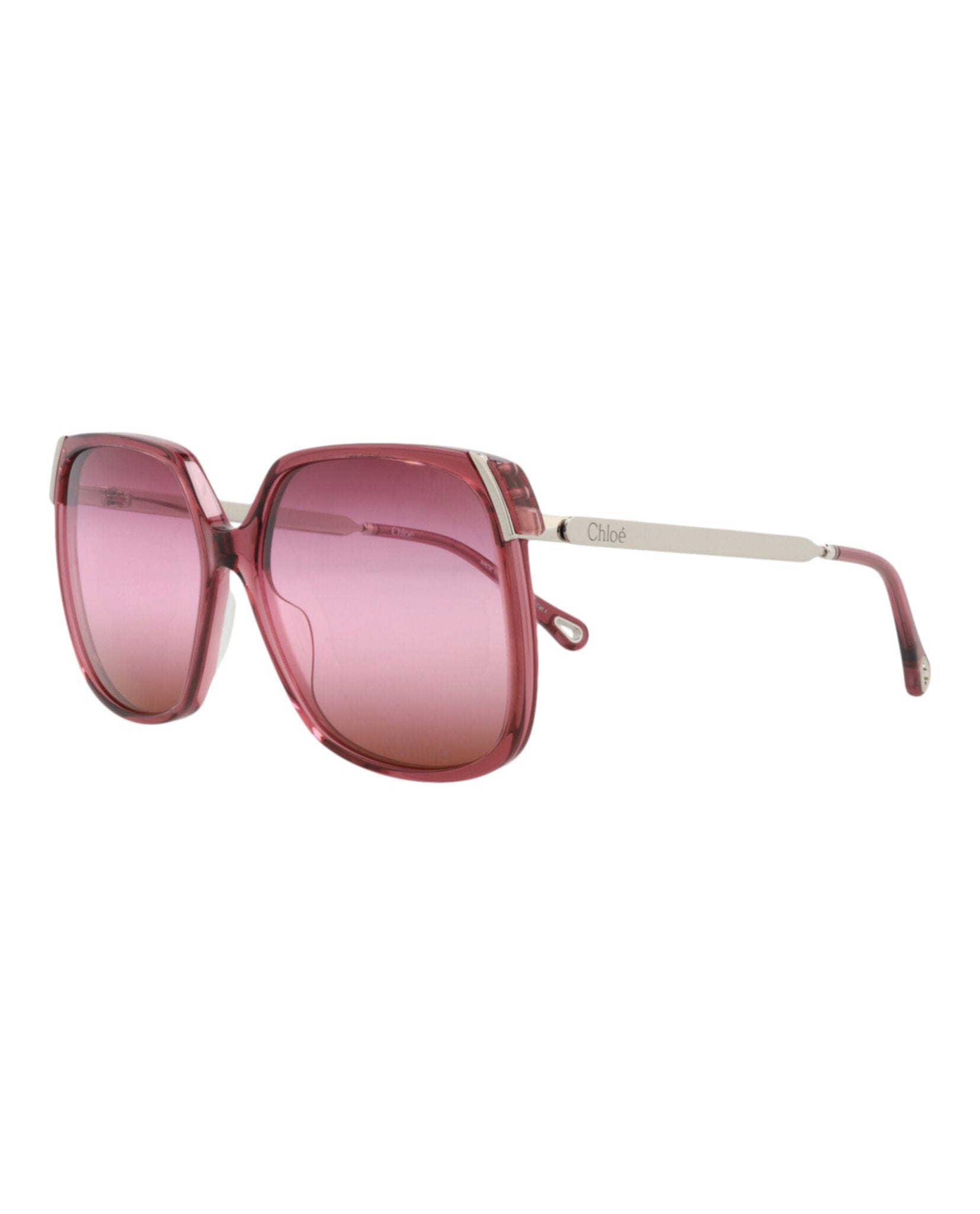 Fashion Chloé Womens Square/Rectangle Burgundy Silver Red Fashion Designer Eyewear