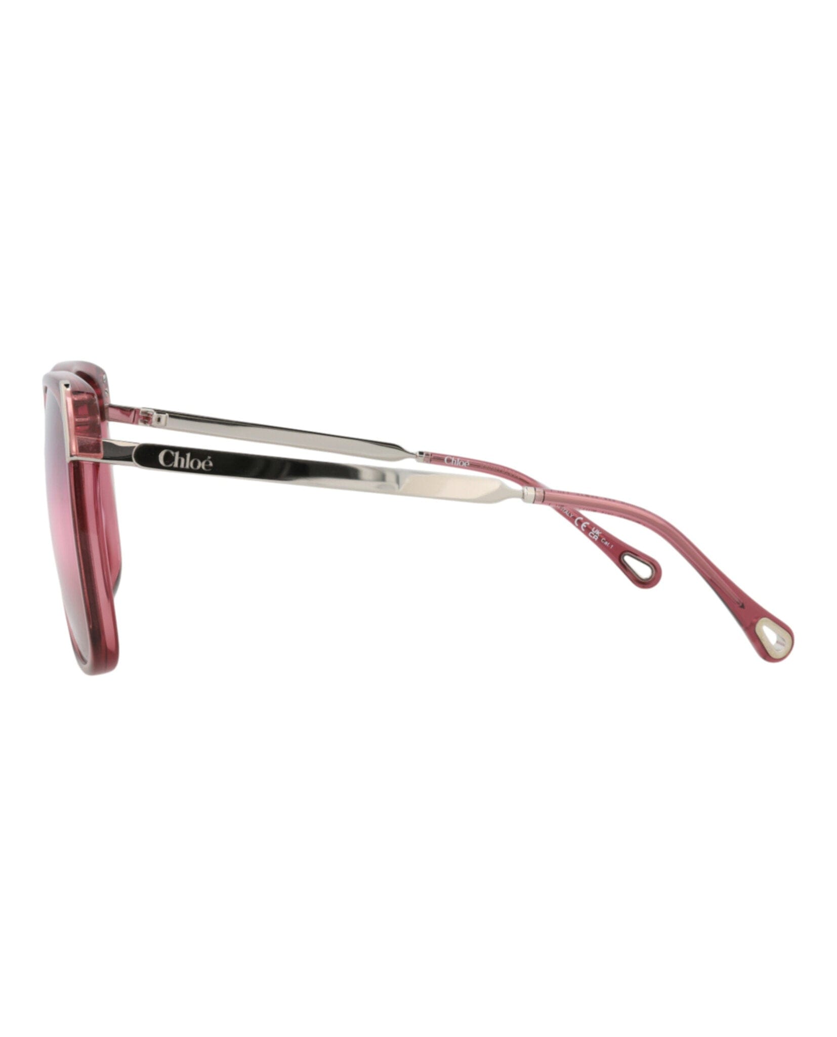 Fashion Chloé Womens Square/Rectangle Burgundy Silver Red Fashion Designer Eyewear