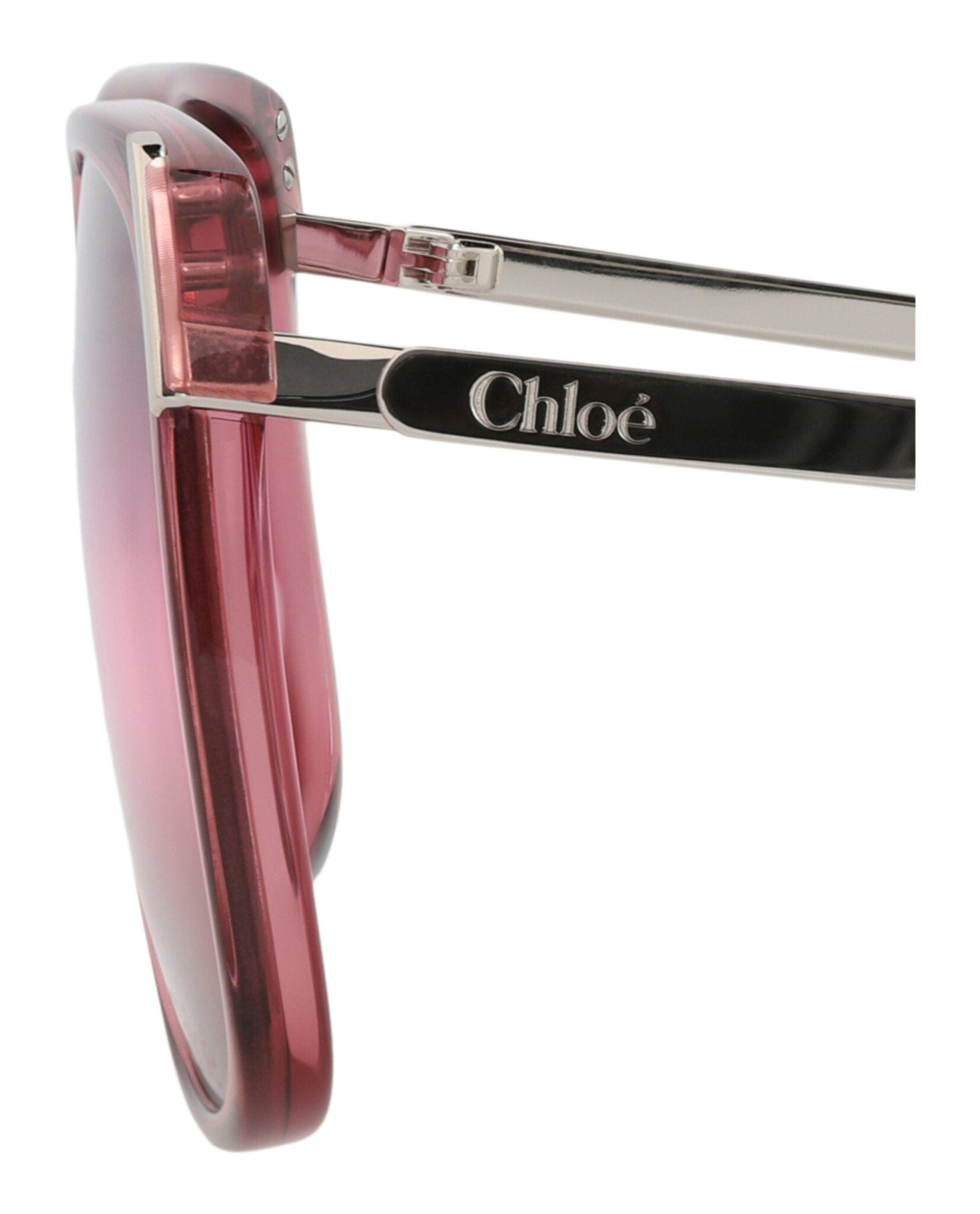 Fashion Chloé Womens Square/Rectangle Burgundy Silver Red Fashion Designer Eyewear