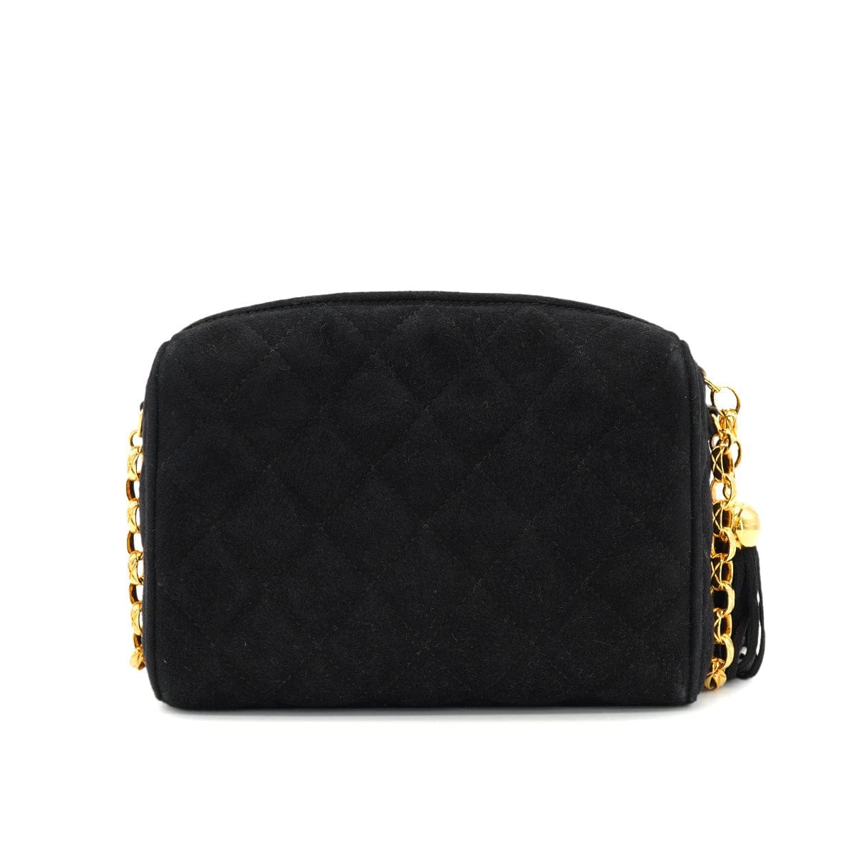 VINTAGE CHANEL MATELASSE BIJOU CHAIN SHOULDER BAG BLACK SUEDE FRINGE GOLD HARDWARE 90333749