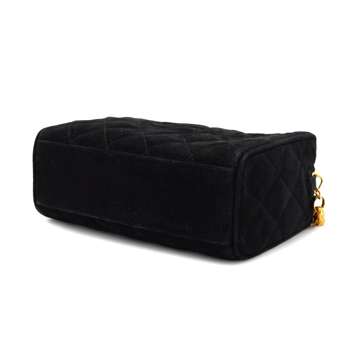 VINTAGE CHANEL MATELASSE BIJOU CHAIN SHOULDER BAG BLACK SUEDE FRINGE GOLD HARDWARE 90333749