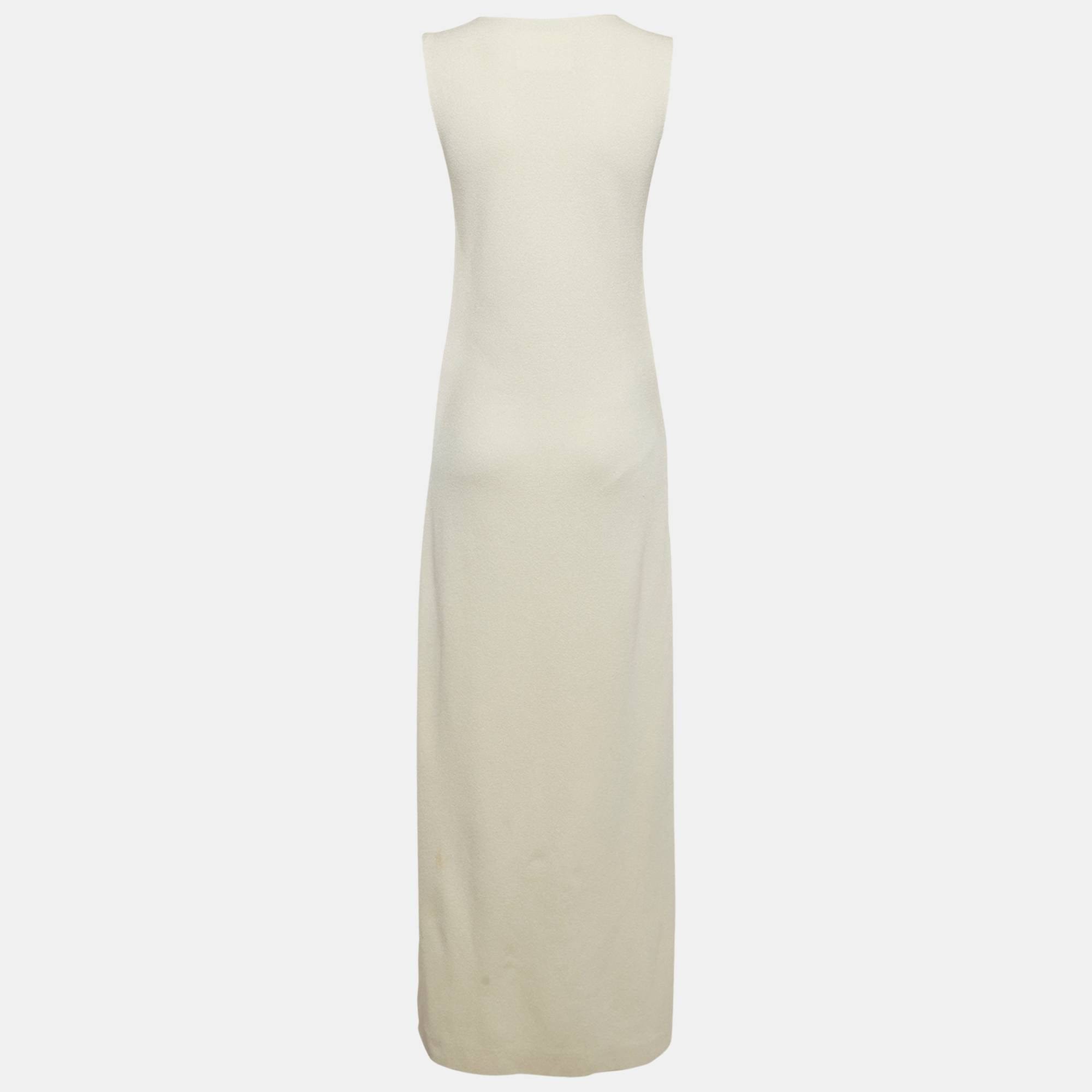 Jil Sander White Stretch Crepe Sleeveless Maxi Dress
