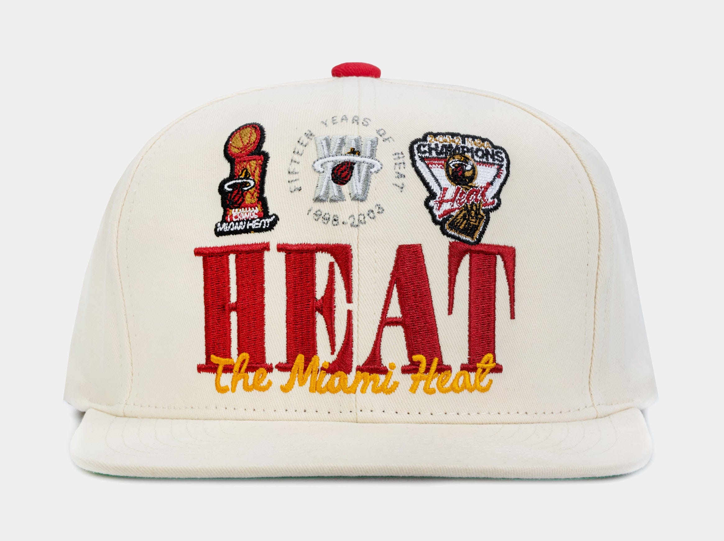Mitchell & NESS Miami Heat Retro Snapback Mens Hat (Beige)