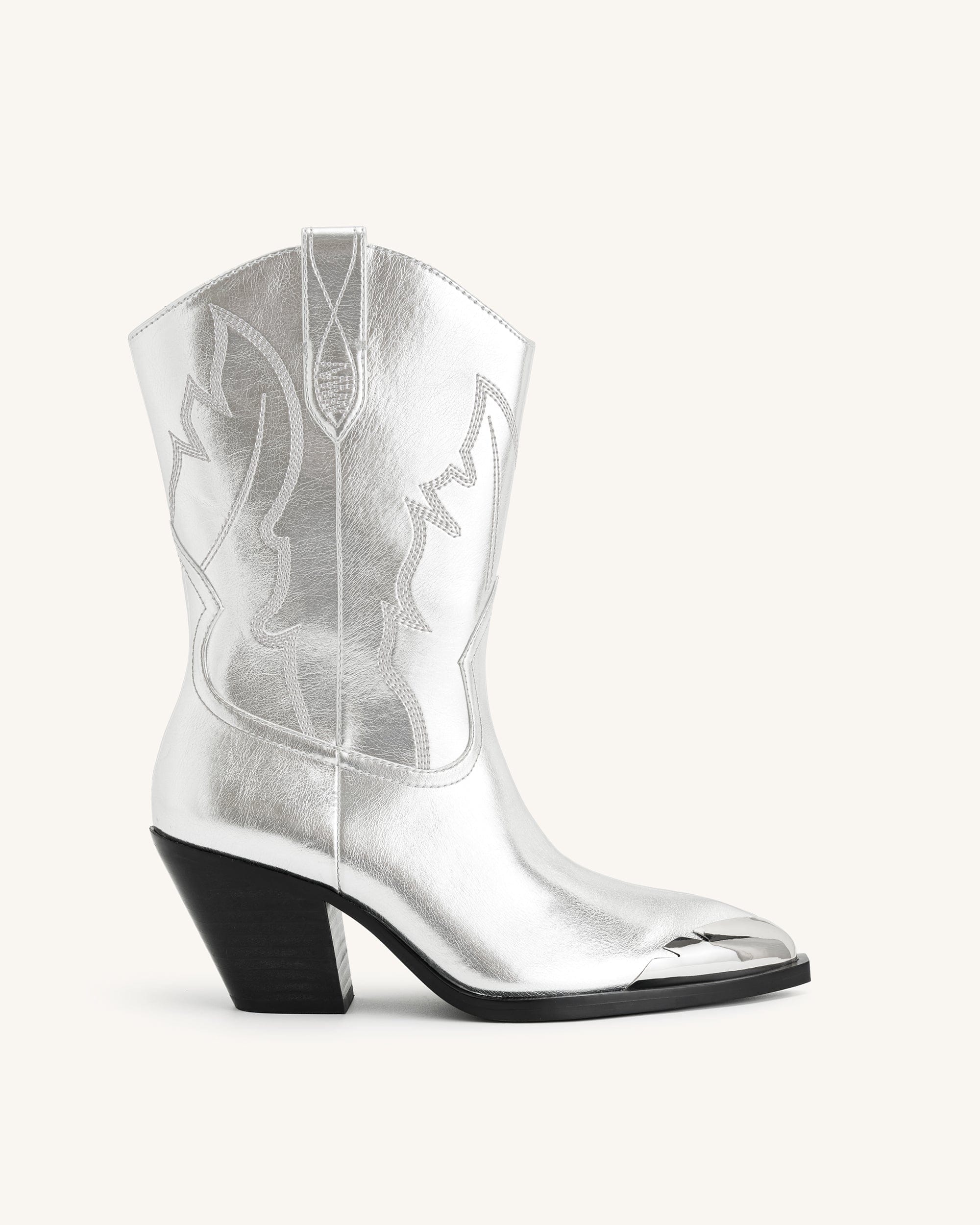 Jw Pei Riya Metallic Cowboy Boot Silver