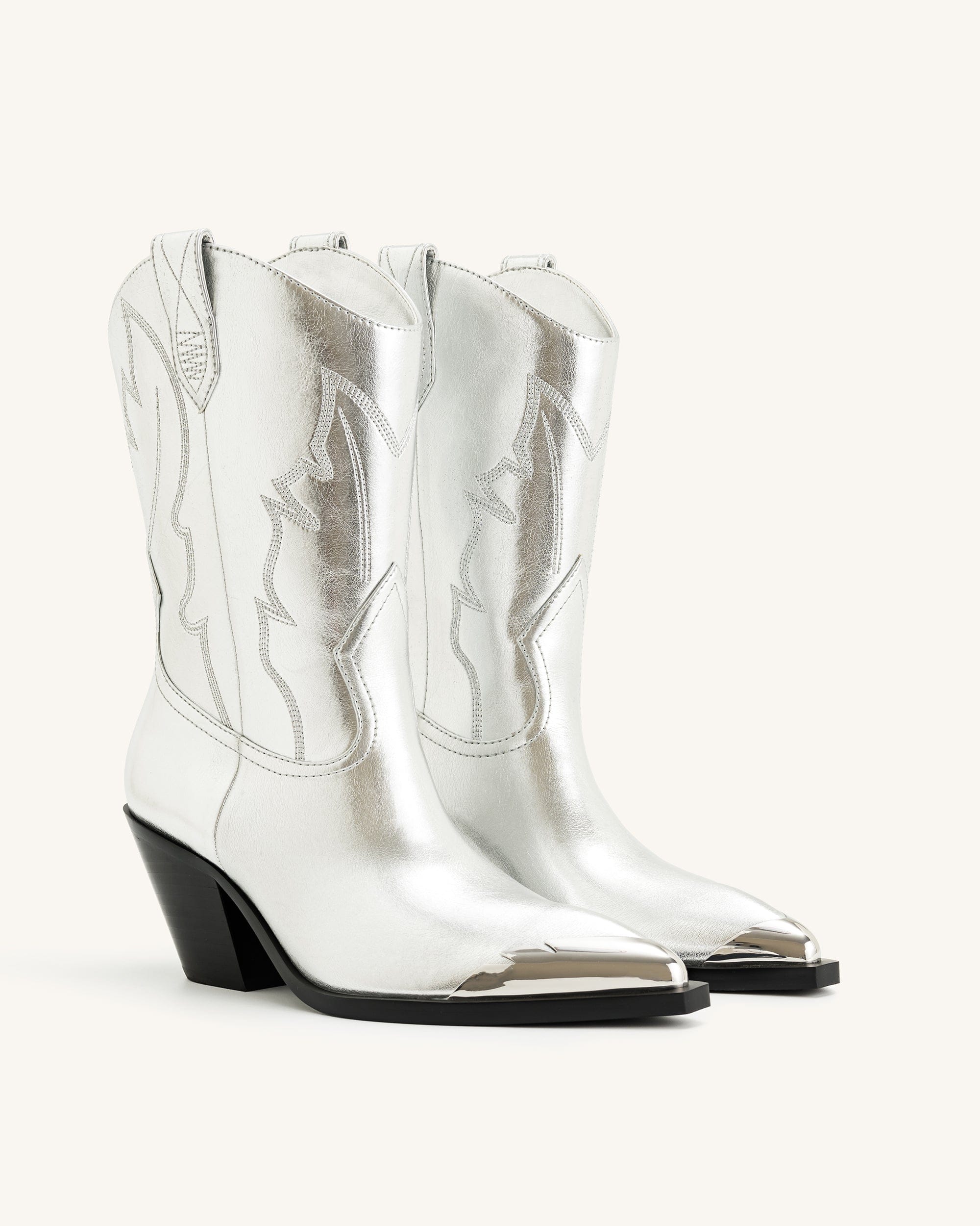 Jw Pei Riya Metallic Cowboy Boot Silver