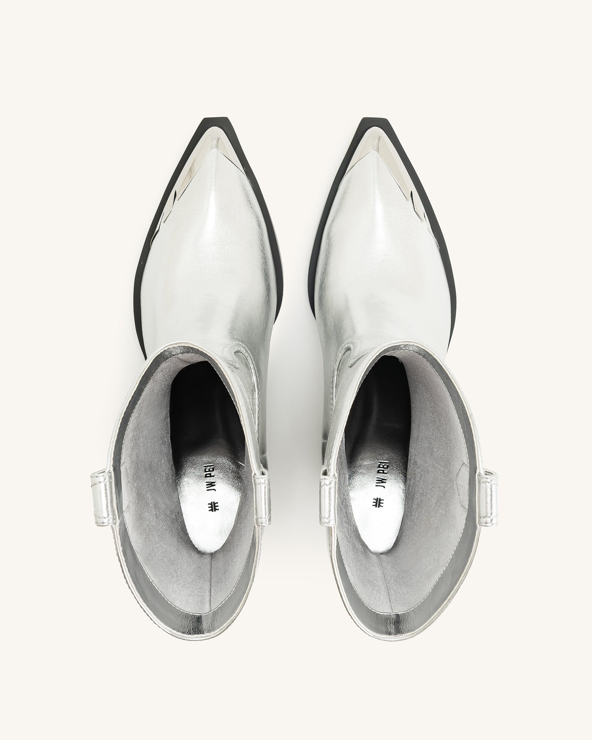 Jw Pei Riya Metallic Cowboy Boot Silver