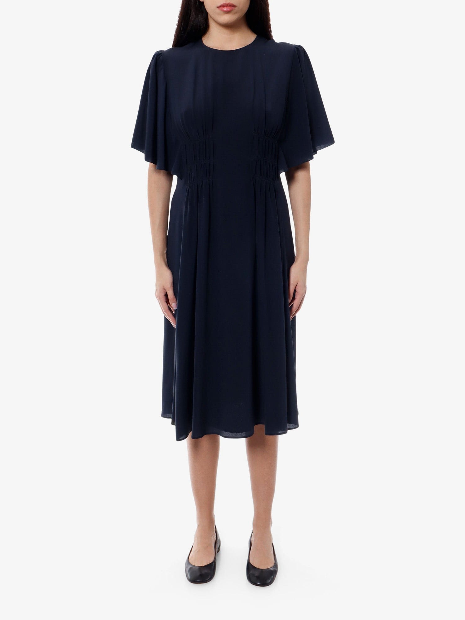 Chloe Silk dress with frontal drapery
