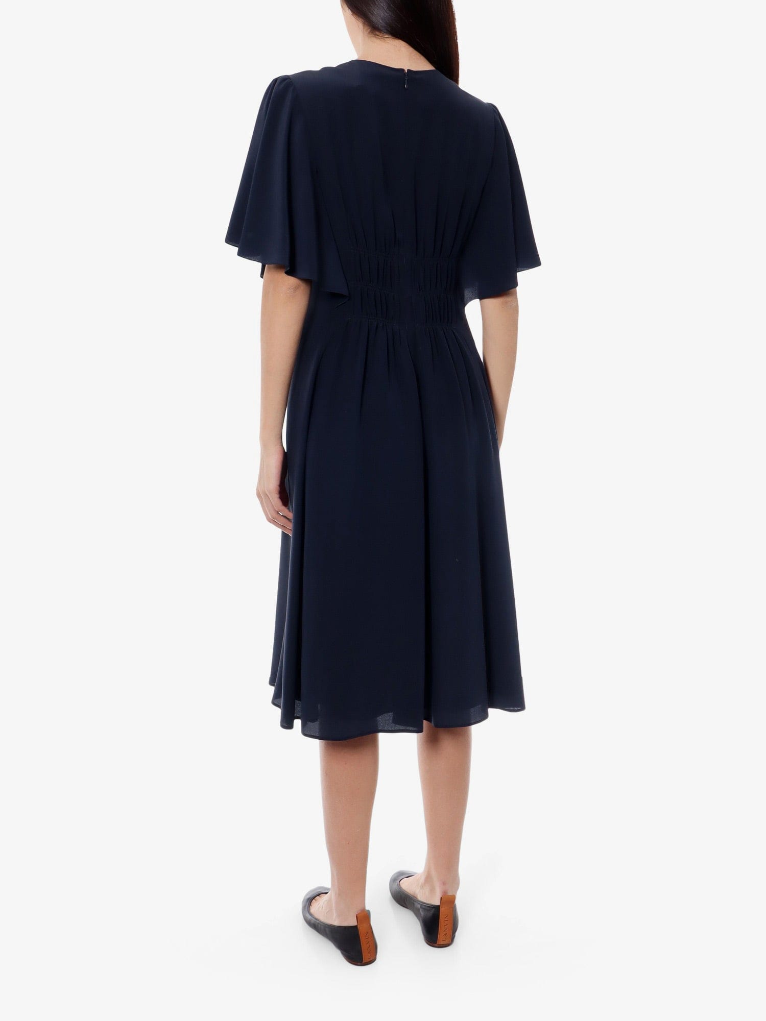 Chloe Silk dress with frontal drapery