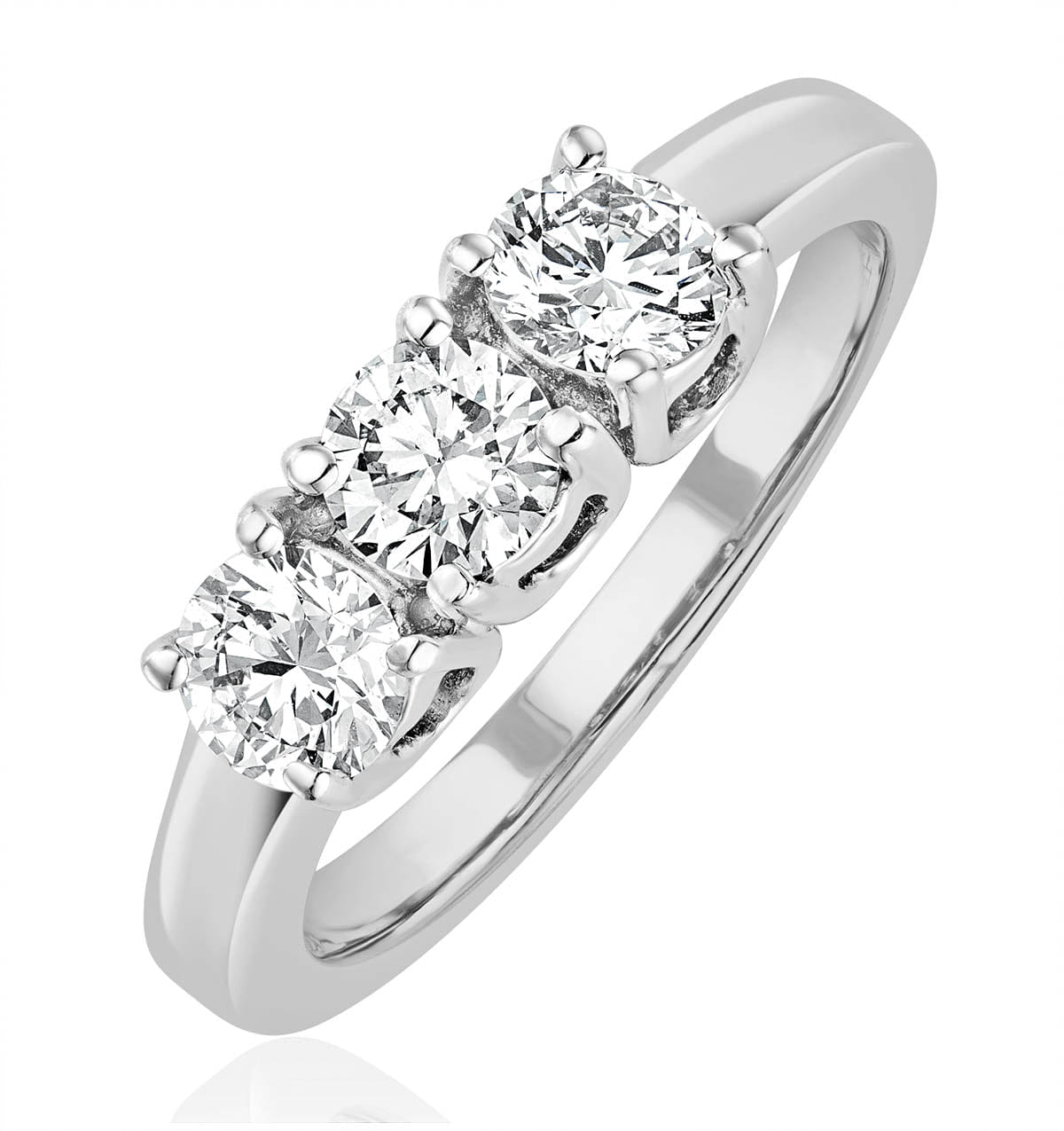 Chloe 18K White Gold 3 Stone Diamond Ring 1.00CT