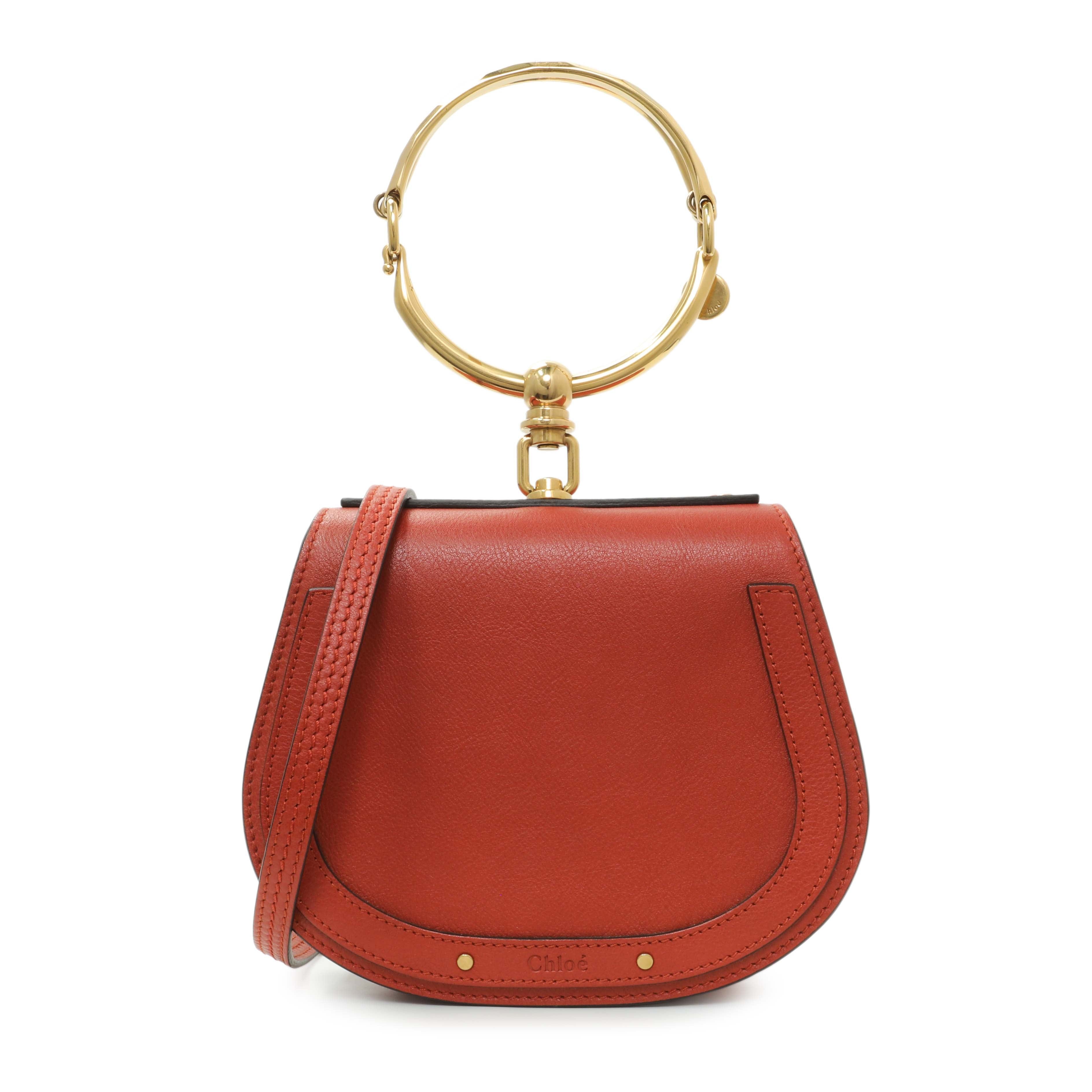 Chloe Red Calfskin Small Nile Bracelet Bag