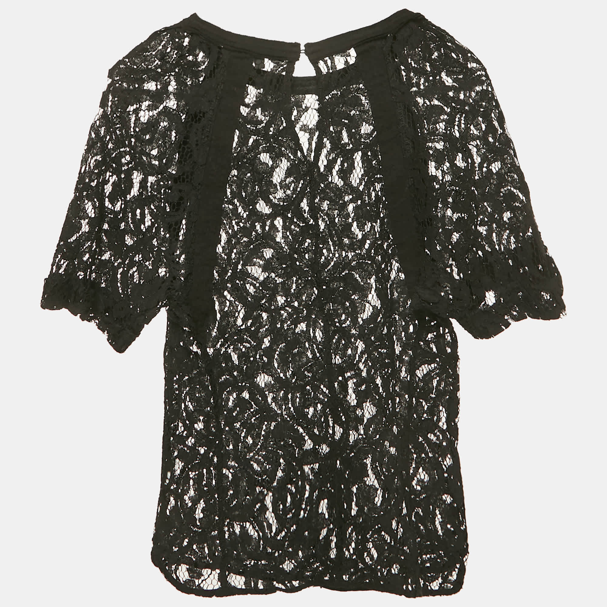 Sandro Black Lace Sheer Top