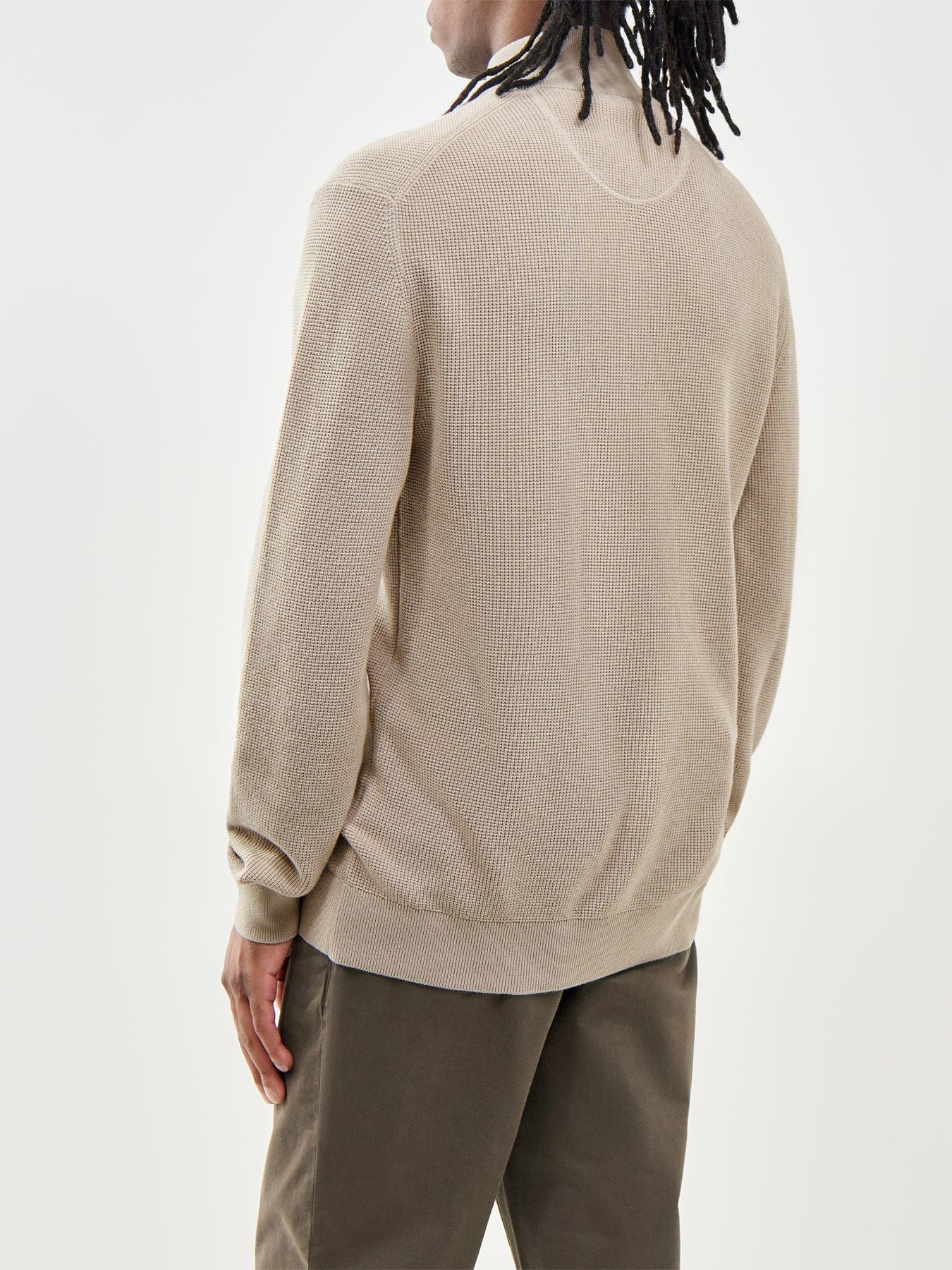 GANT Micro Textured Cotton Half Zip Jumper Beige