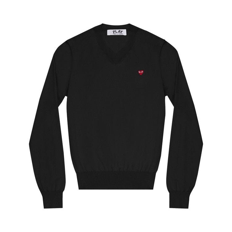Comme des Garçons PLAY Red Heart Patch V-Neck Sweater Black