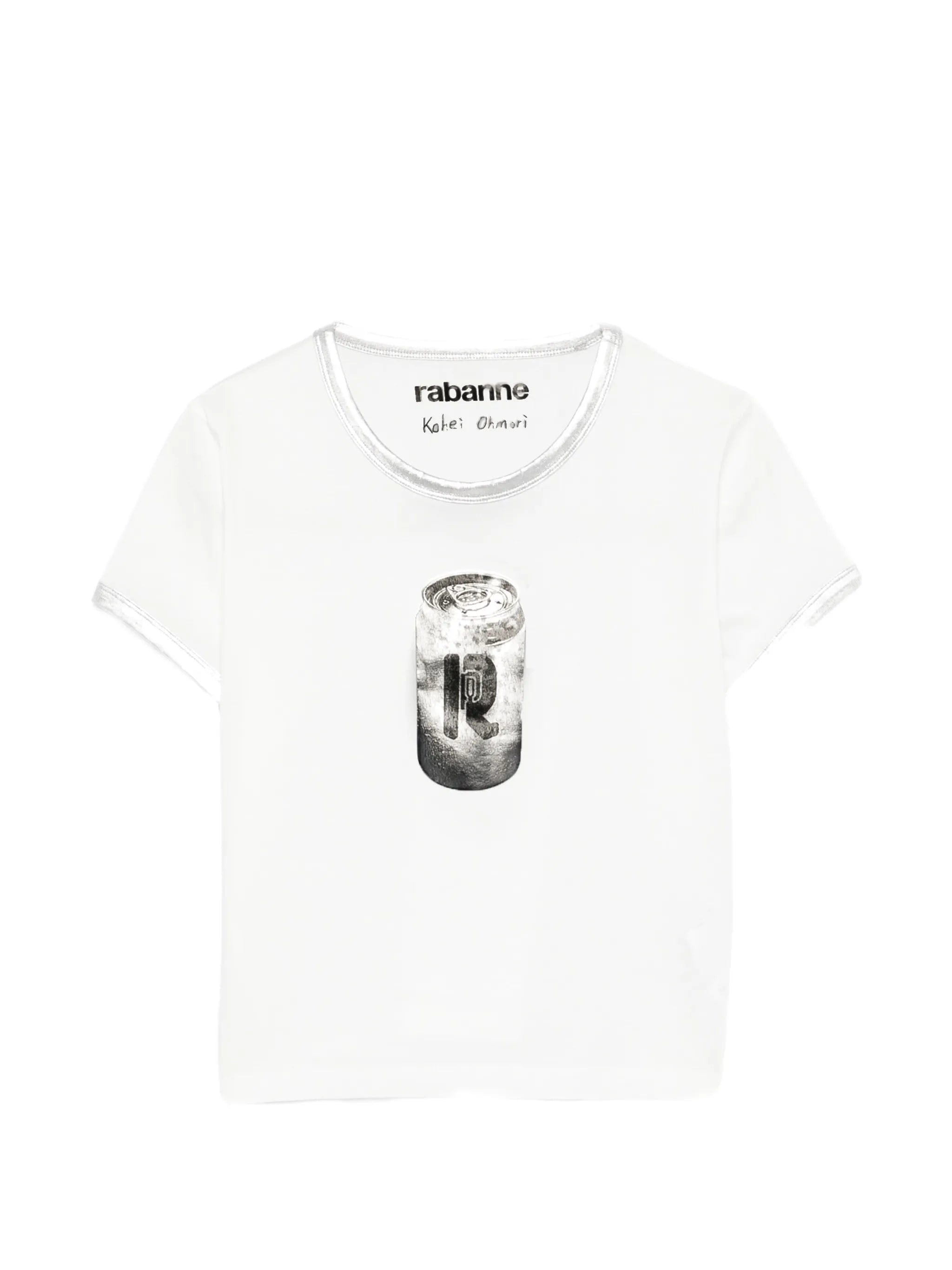 Rabanne graphic - print metallic - trim cropped T - shirt