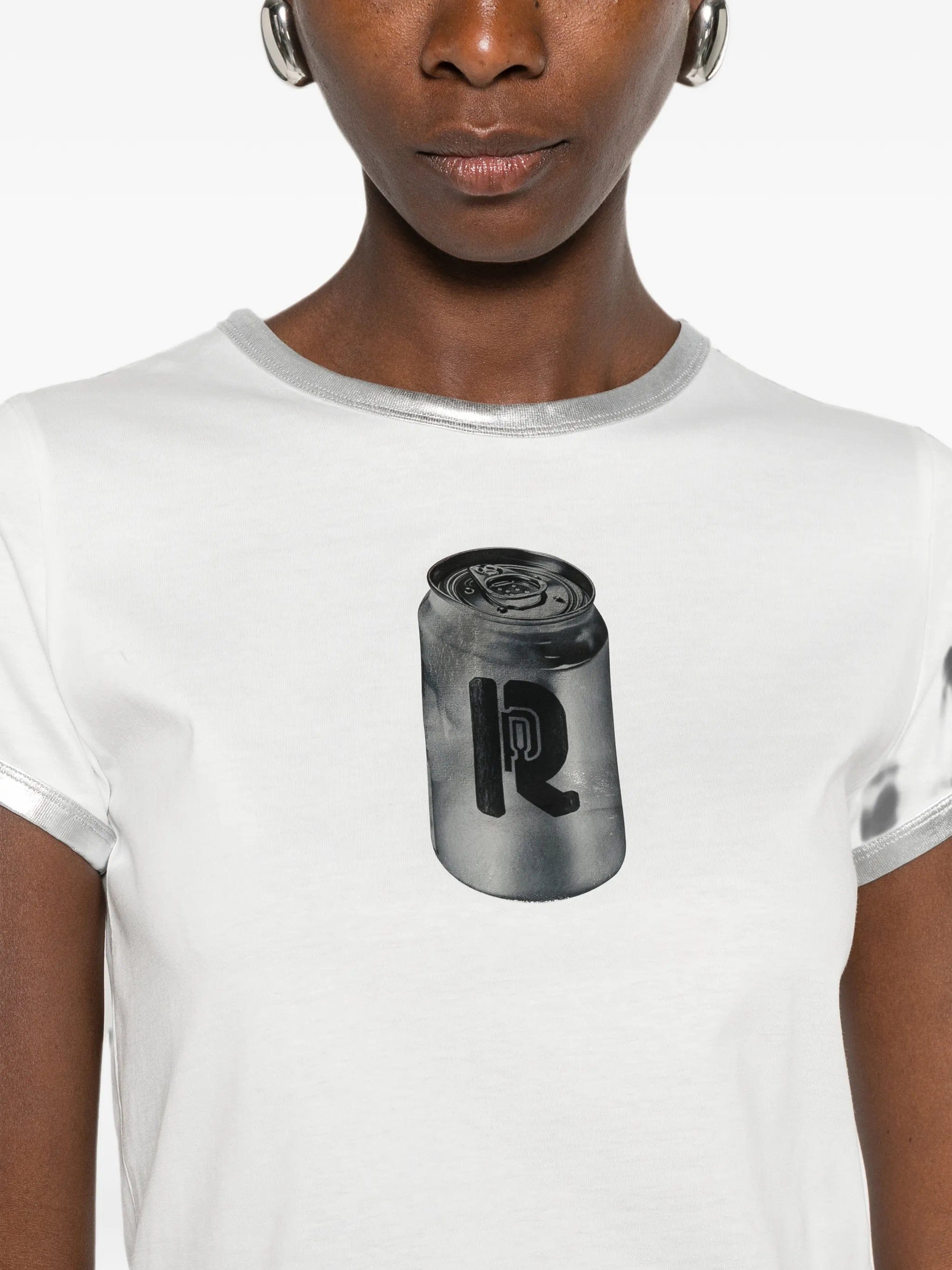 Rabanne graphic - print metallic - trim cropped T - shirt