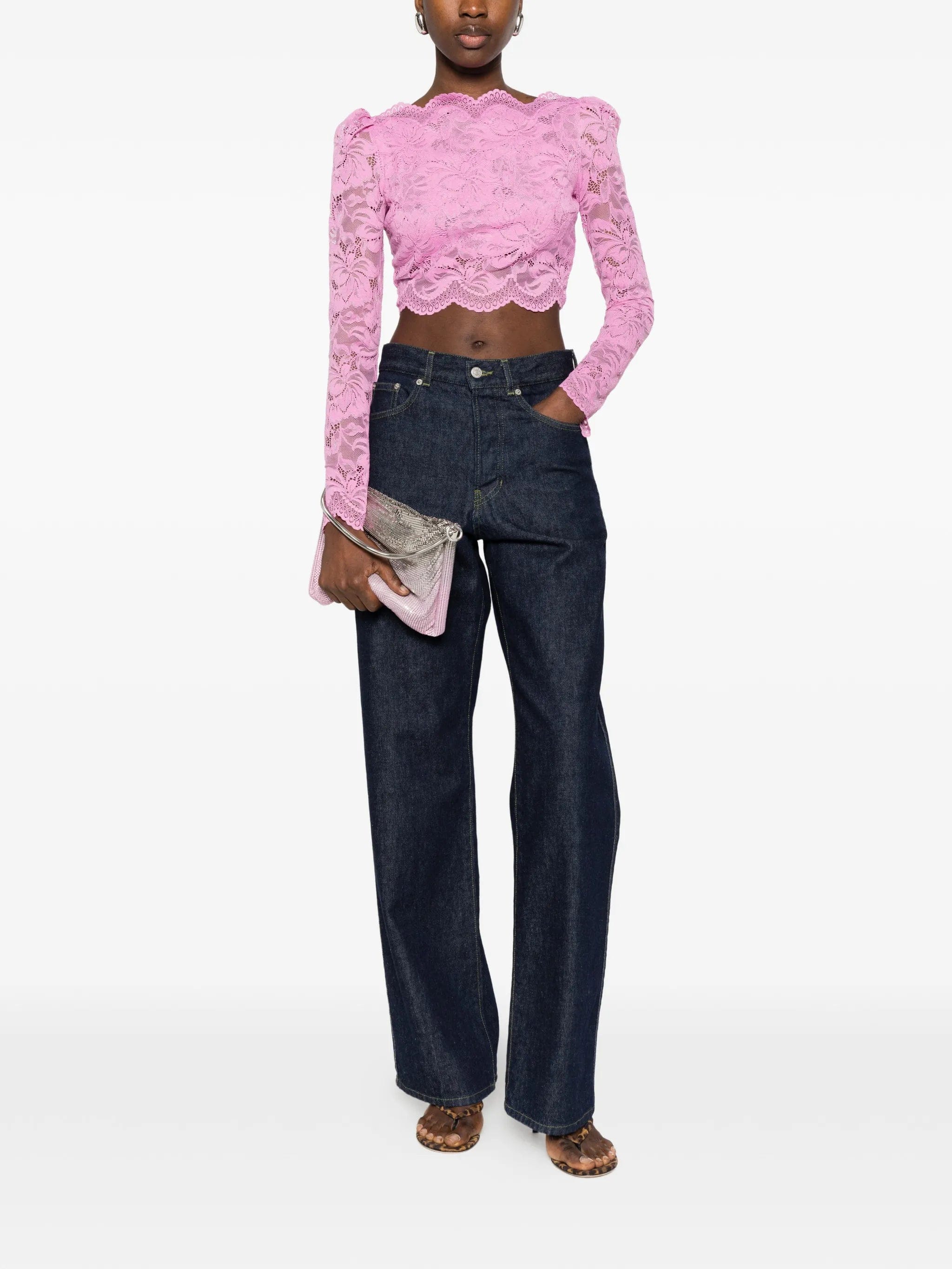 Rabanne lace boat - neck top