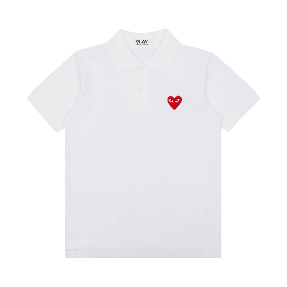 Comme des Garçons PLAY Red Heart Polo Shirt White