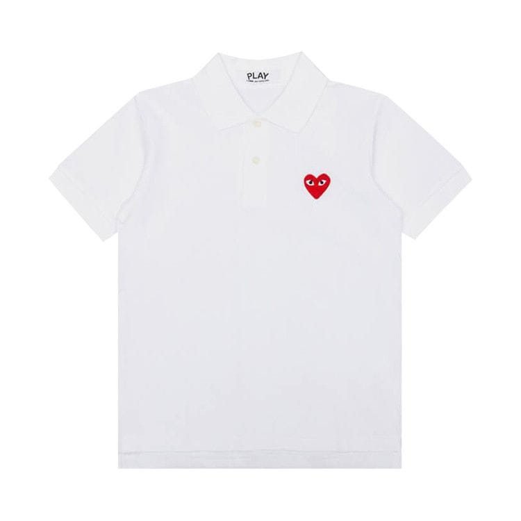Comme des Garçons PLAY Red Heart Polo Shirt White