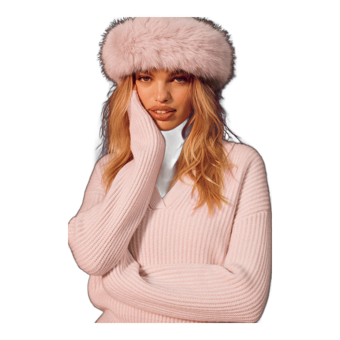 ALO Yoga alo Courchevel Cashmere Faux Fur Beanie - Frosted Pink