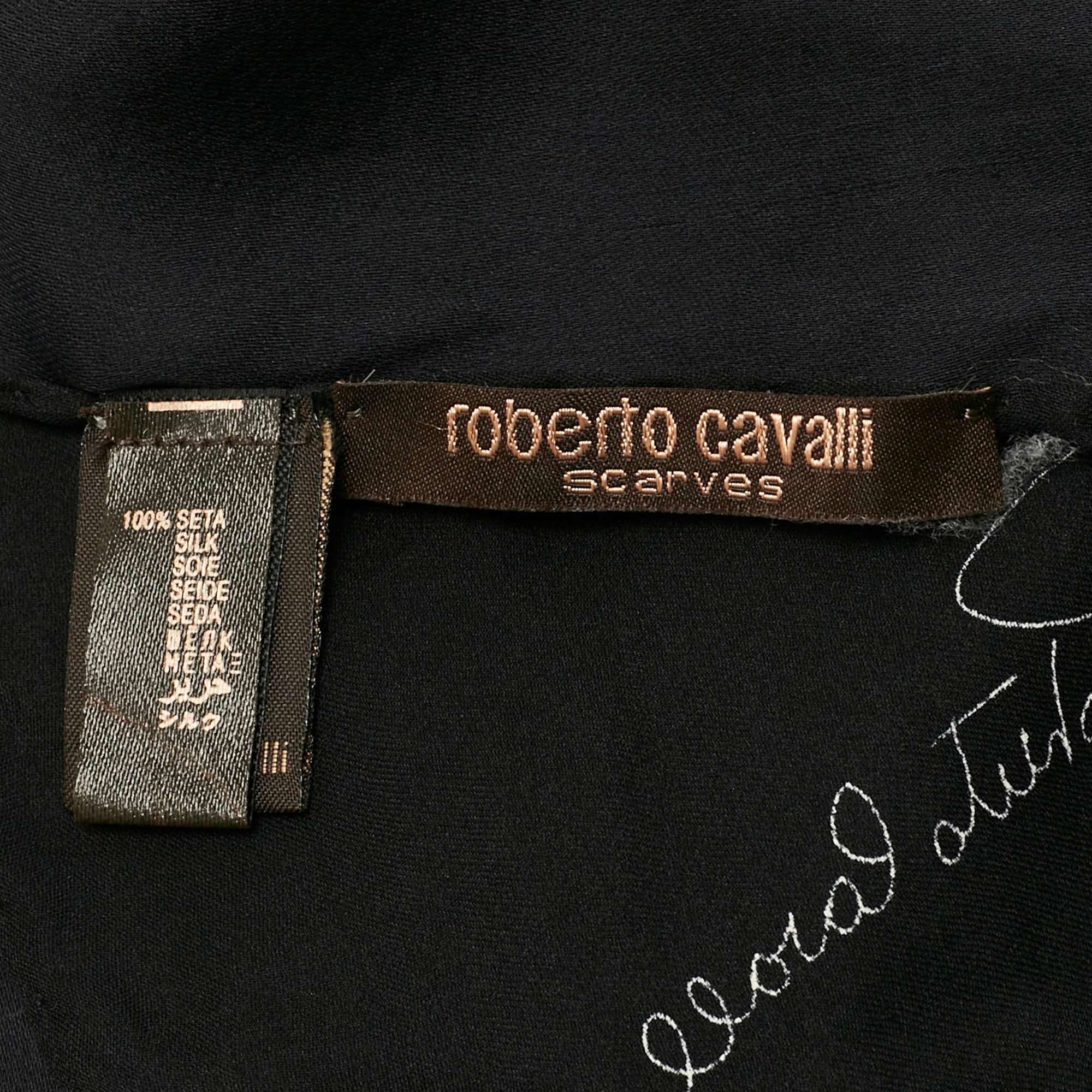 Roberto Cavalli Multicolor Floral Printed Silk Scarf