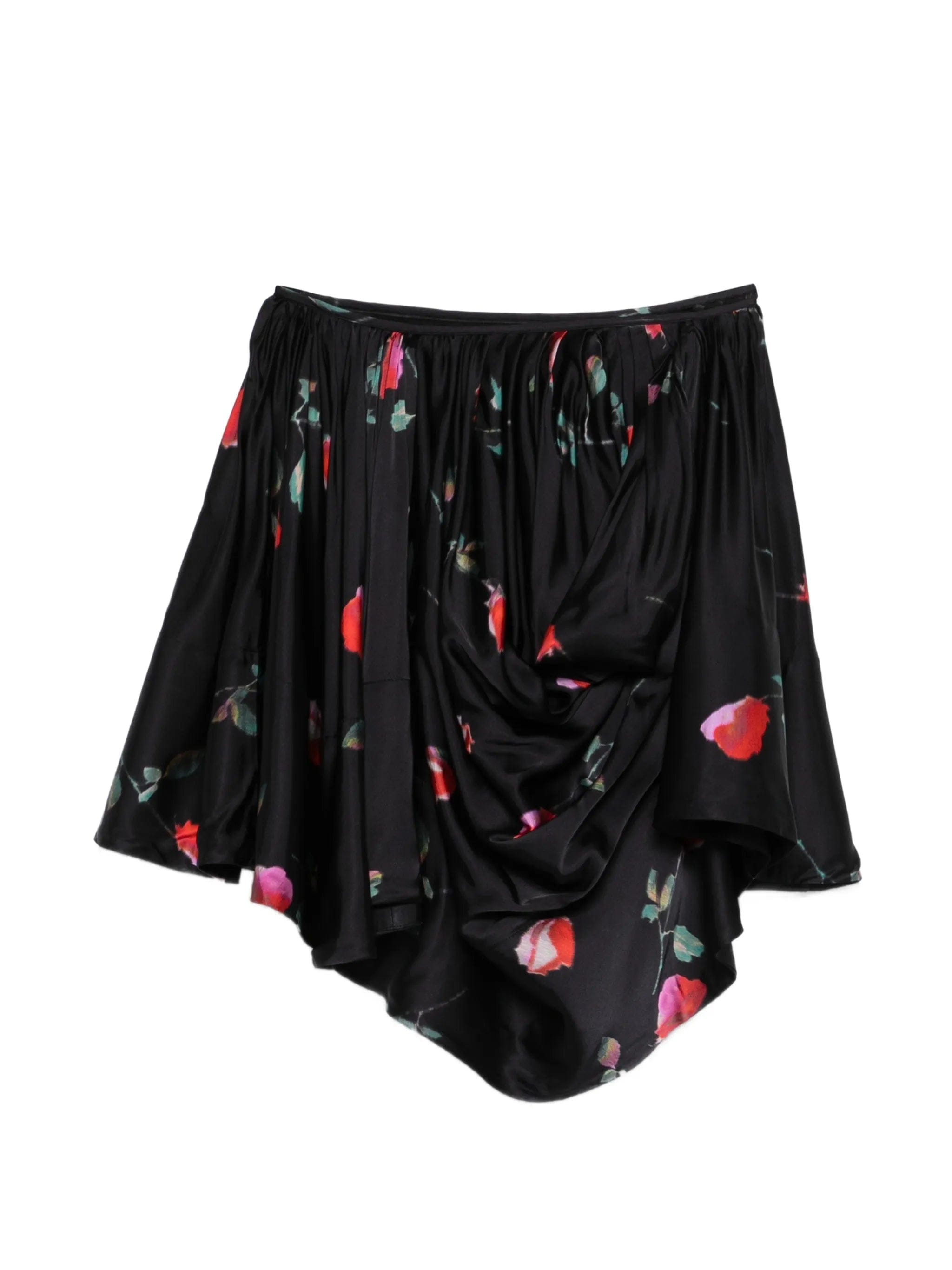 GANNI printed draped mini skirt