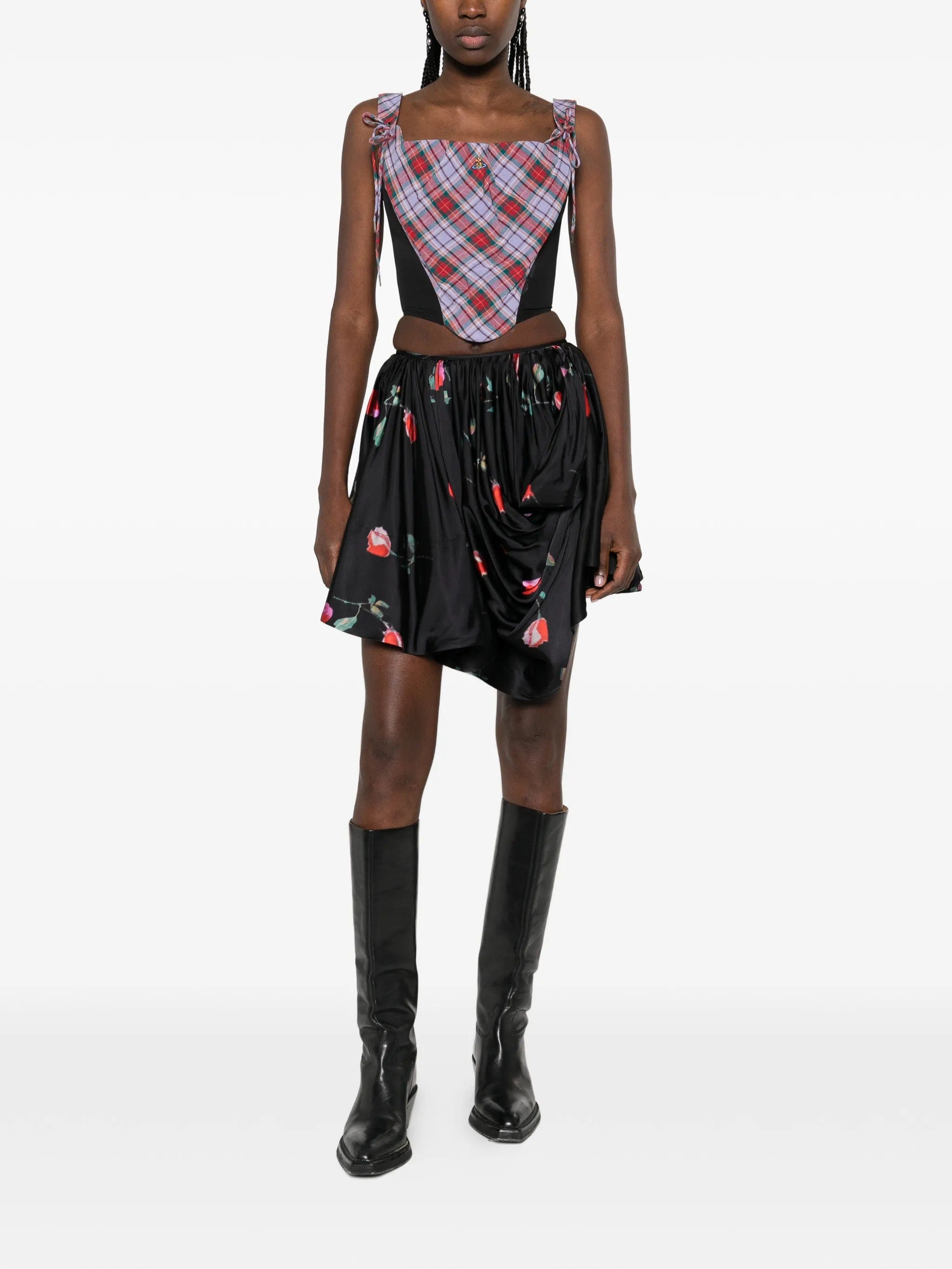 GANNI printed draped mini skirt
