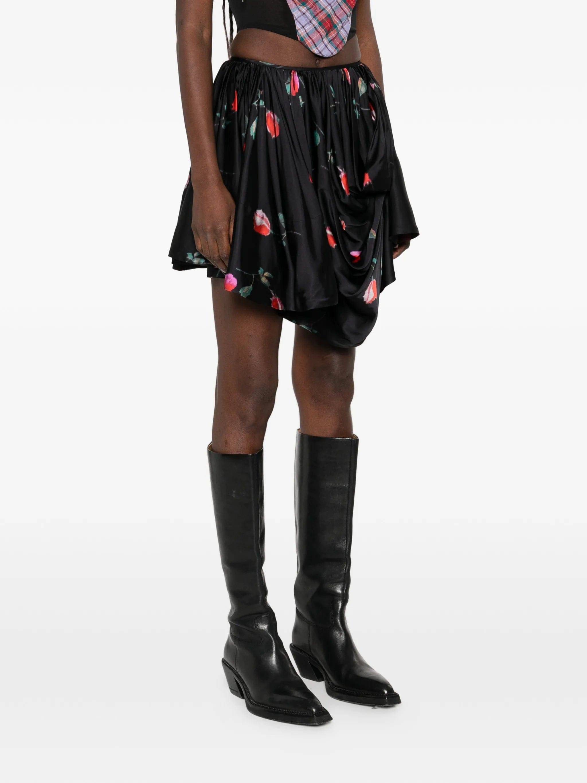 GANNI printed draped mini skirt
