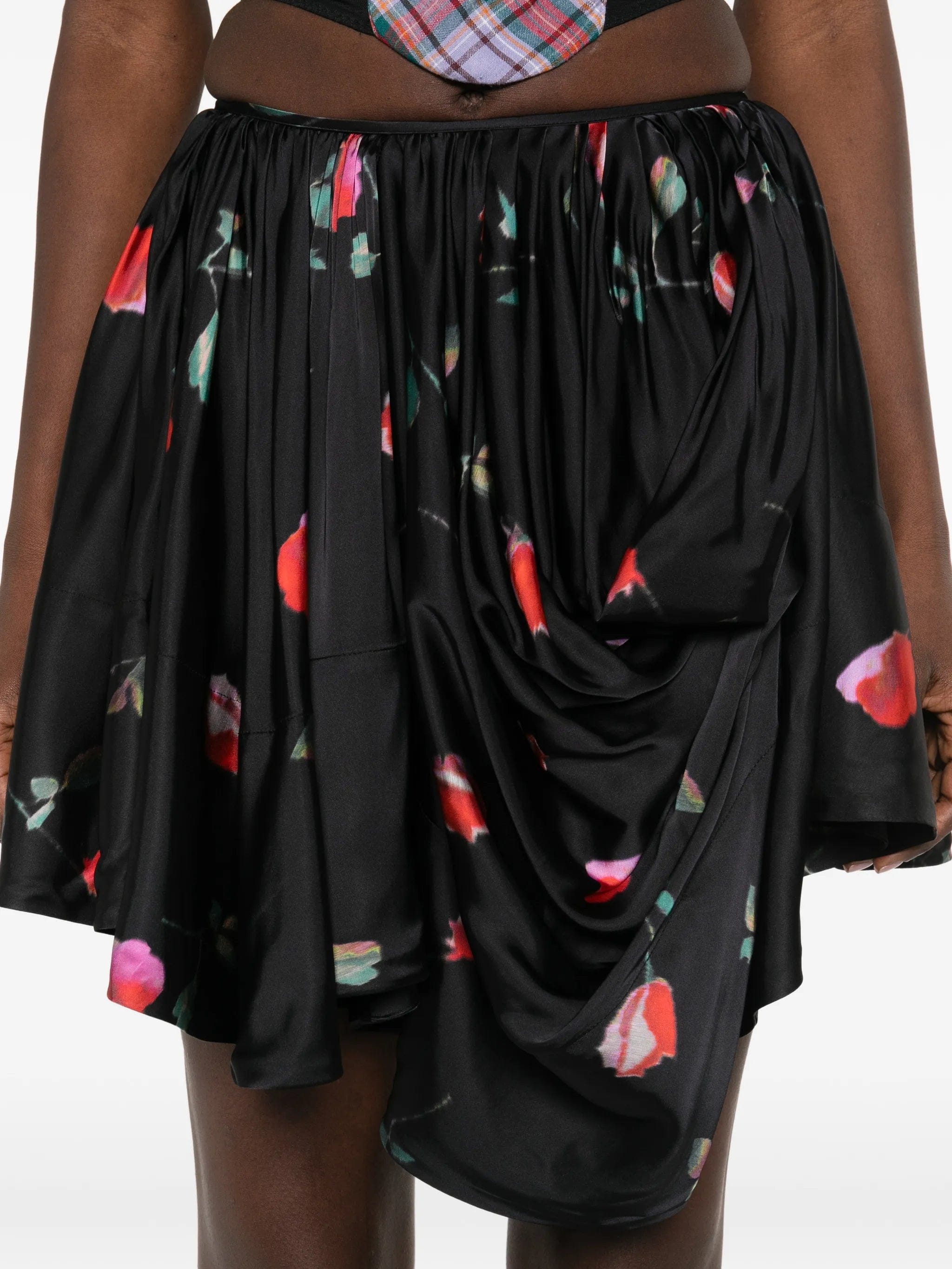 GANNI printed draped mini skirt