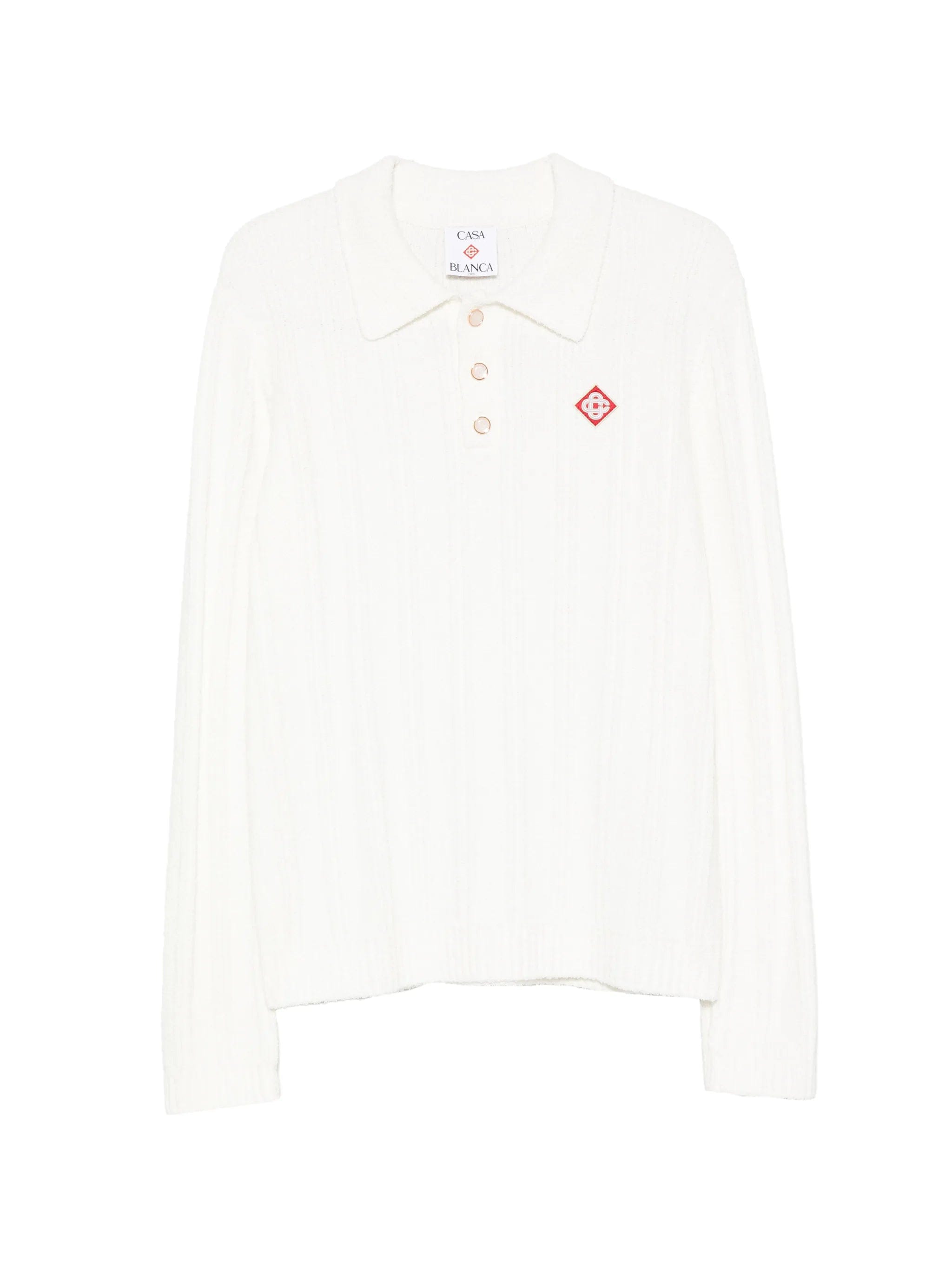 Casablanca ribbed - knit logo - patch polo shirt