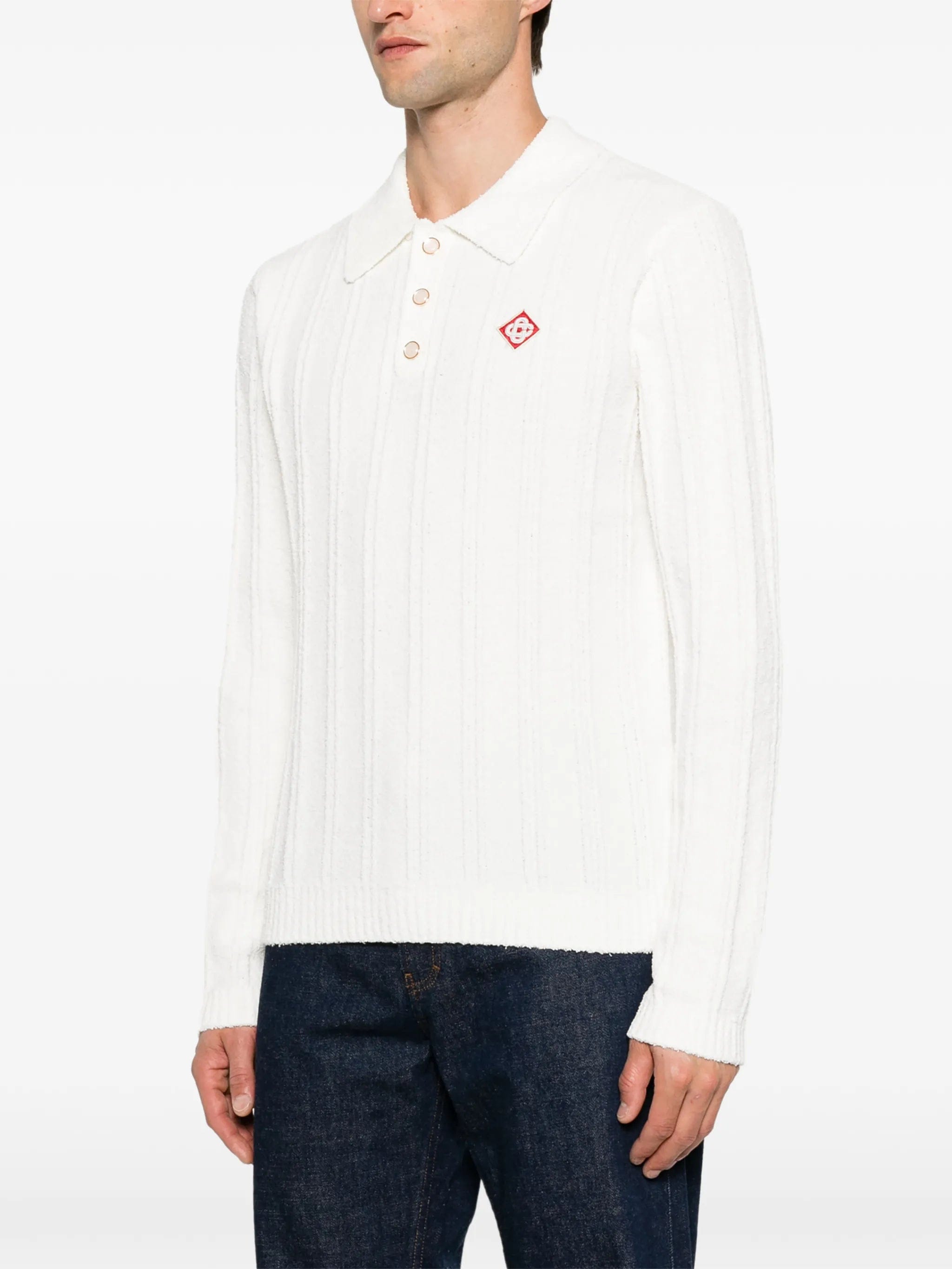 Casablanca ribbed - knit logo - patch polo shirt
