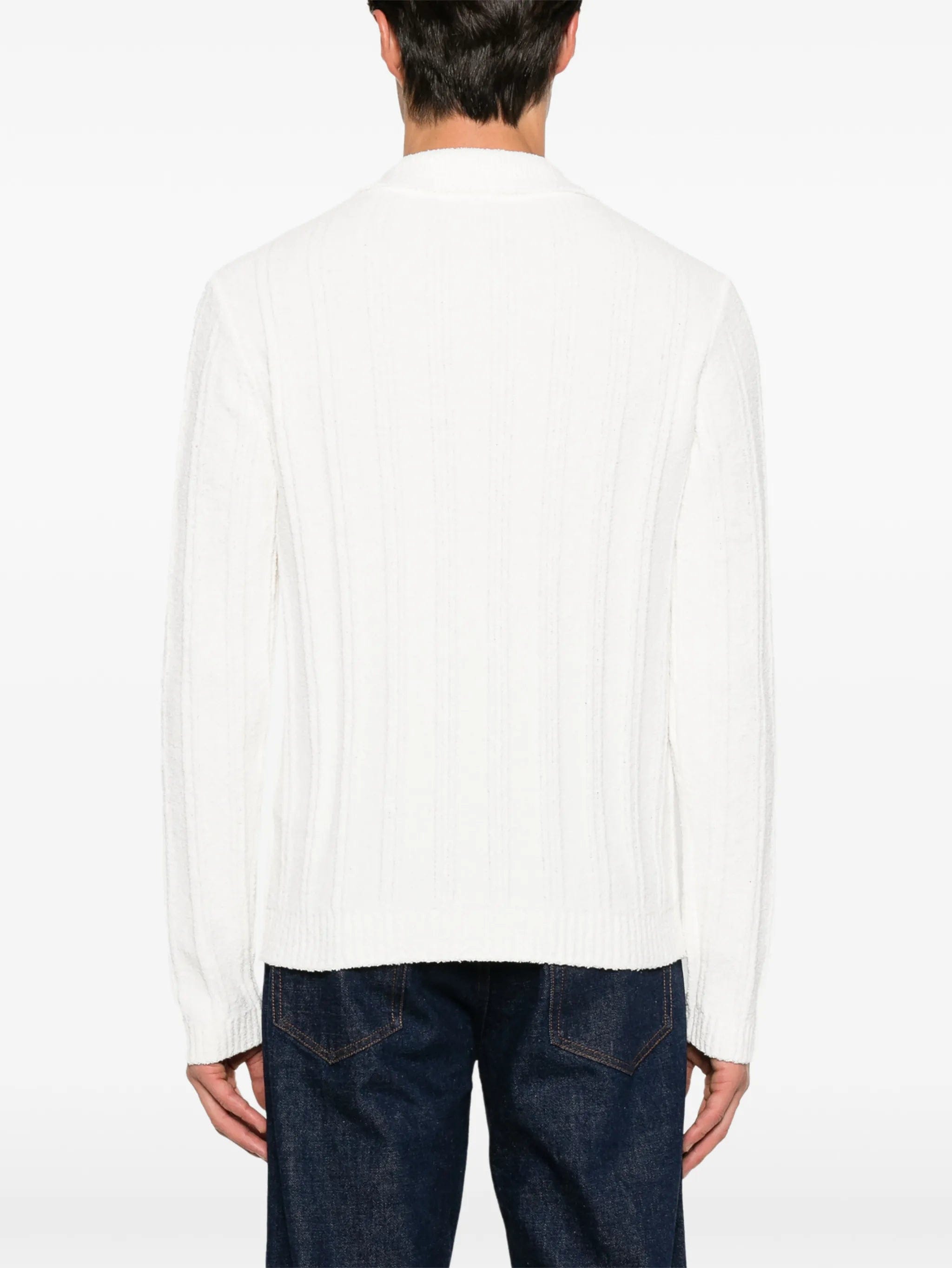 Casablanca ribbed - knit logo - patch polo shirt