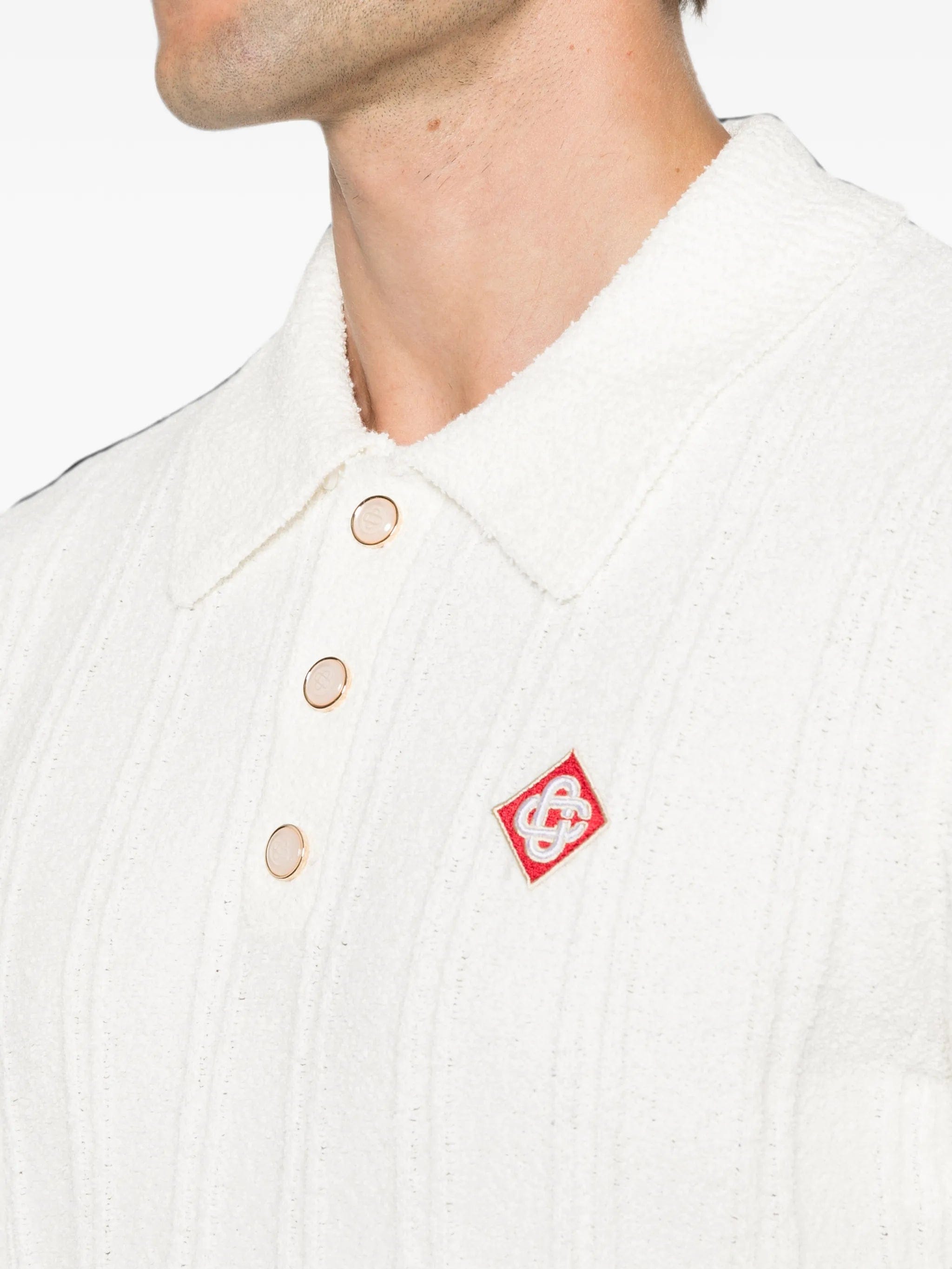 Casablanca ribbed - knit logo - patch polo shirt