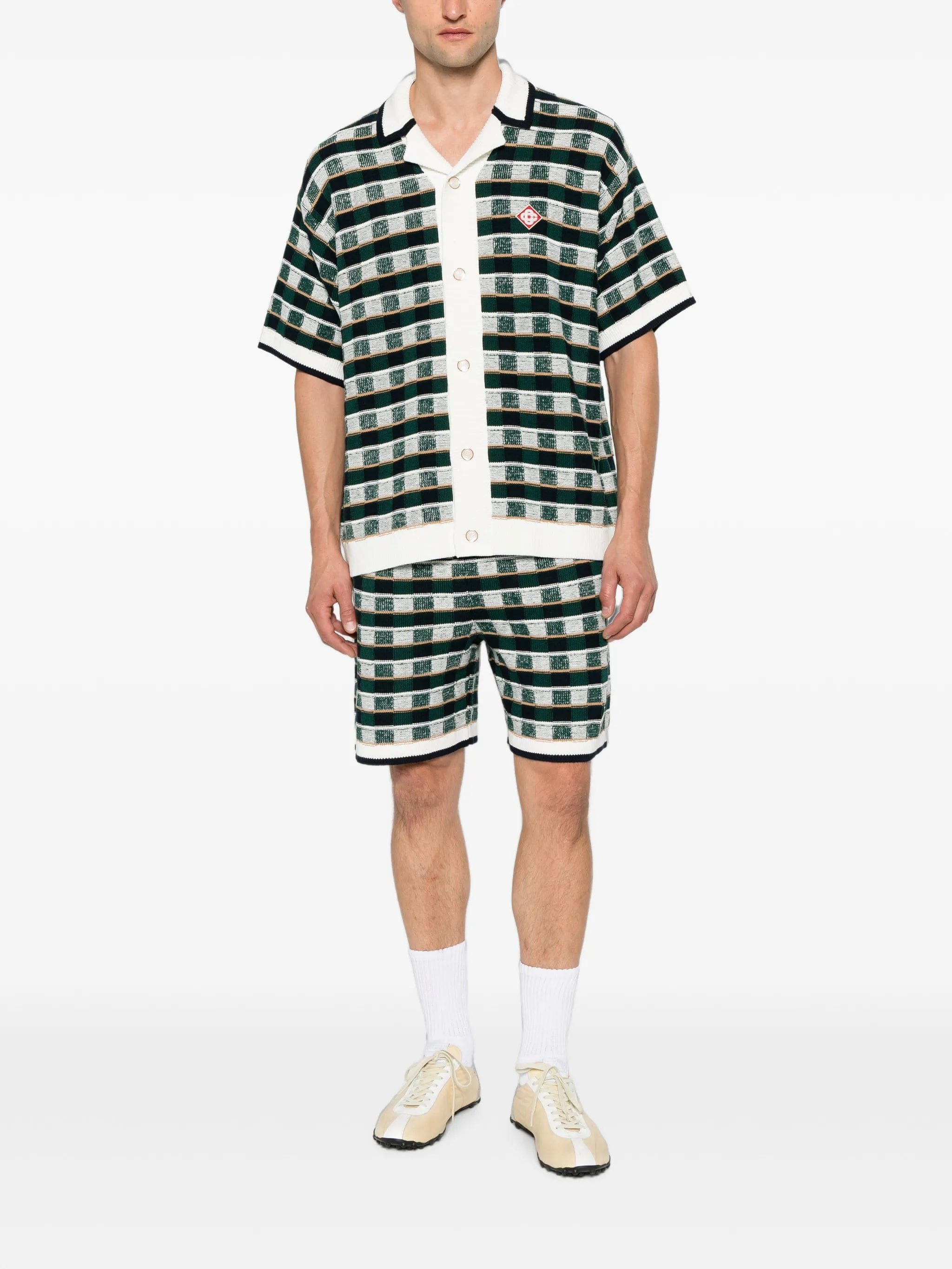 Casablanca check - knit short - sleeve shirt