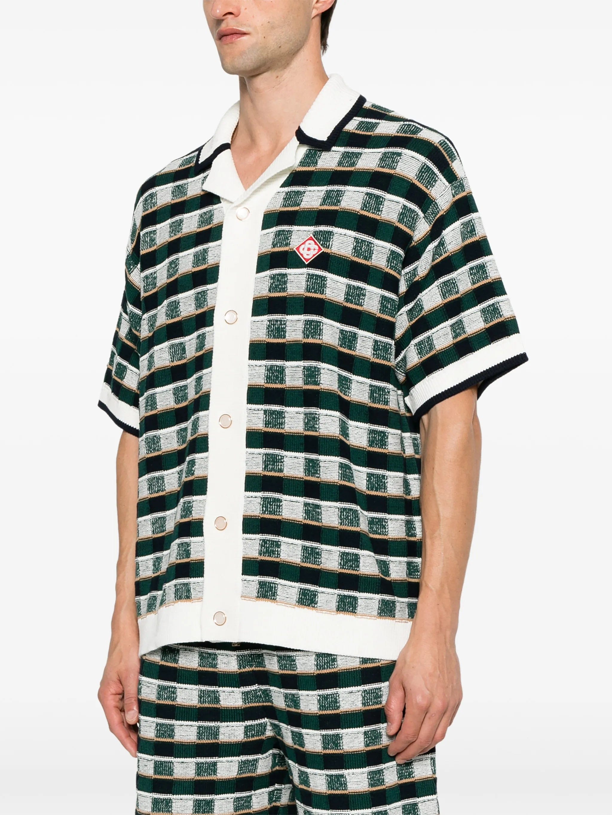 Casablanca check - knit short - sleeve shirt
