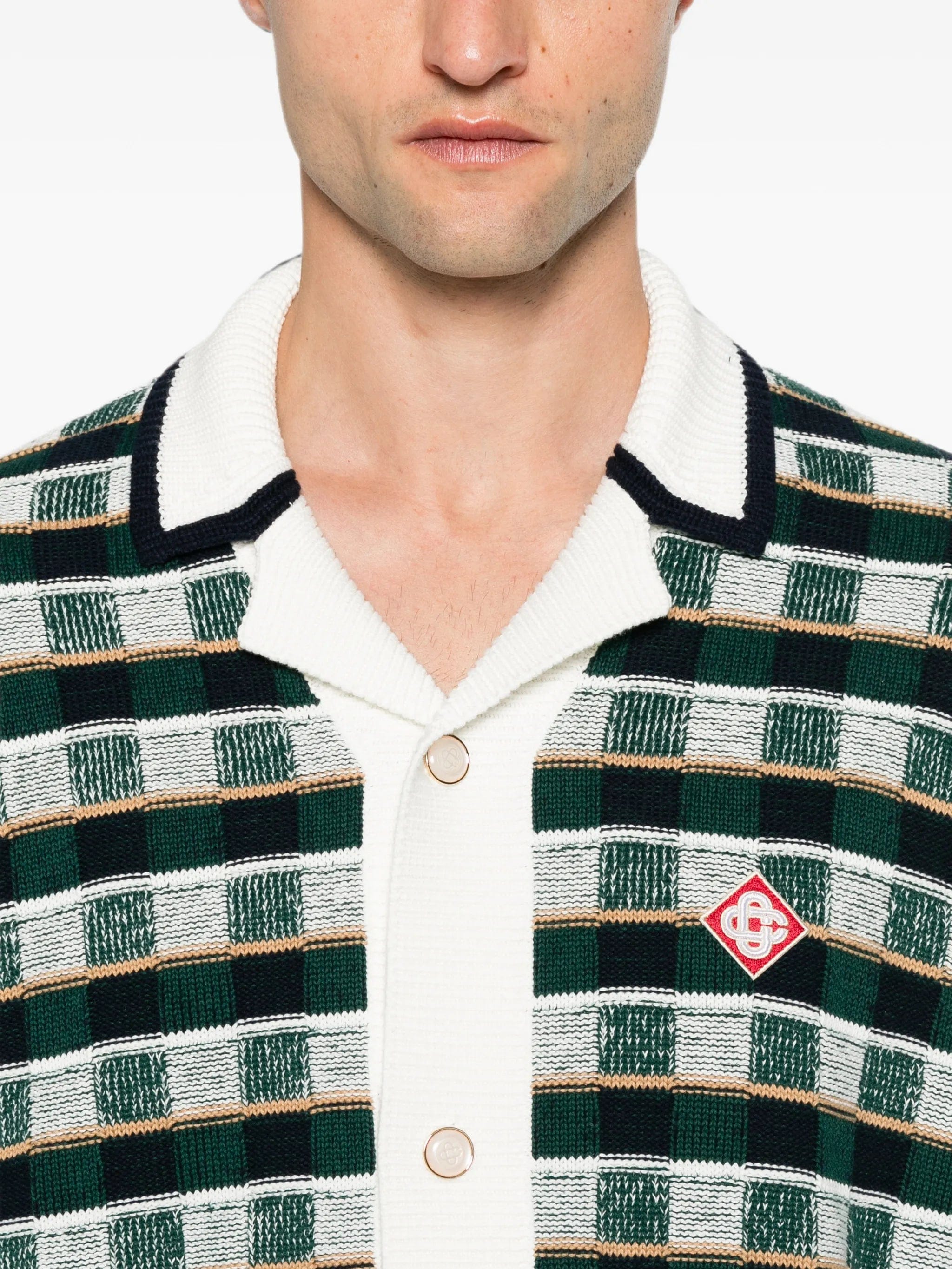 Casablanca check - knit short - sleeve shirt