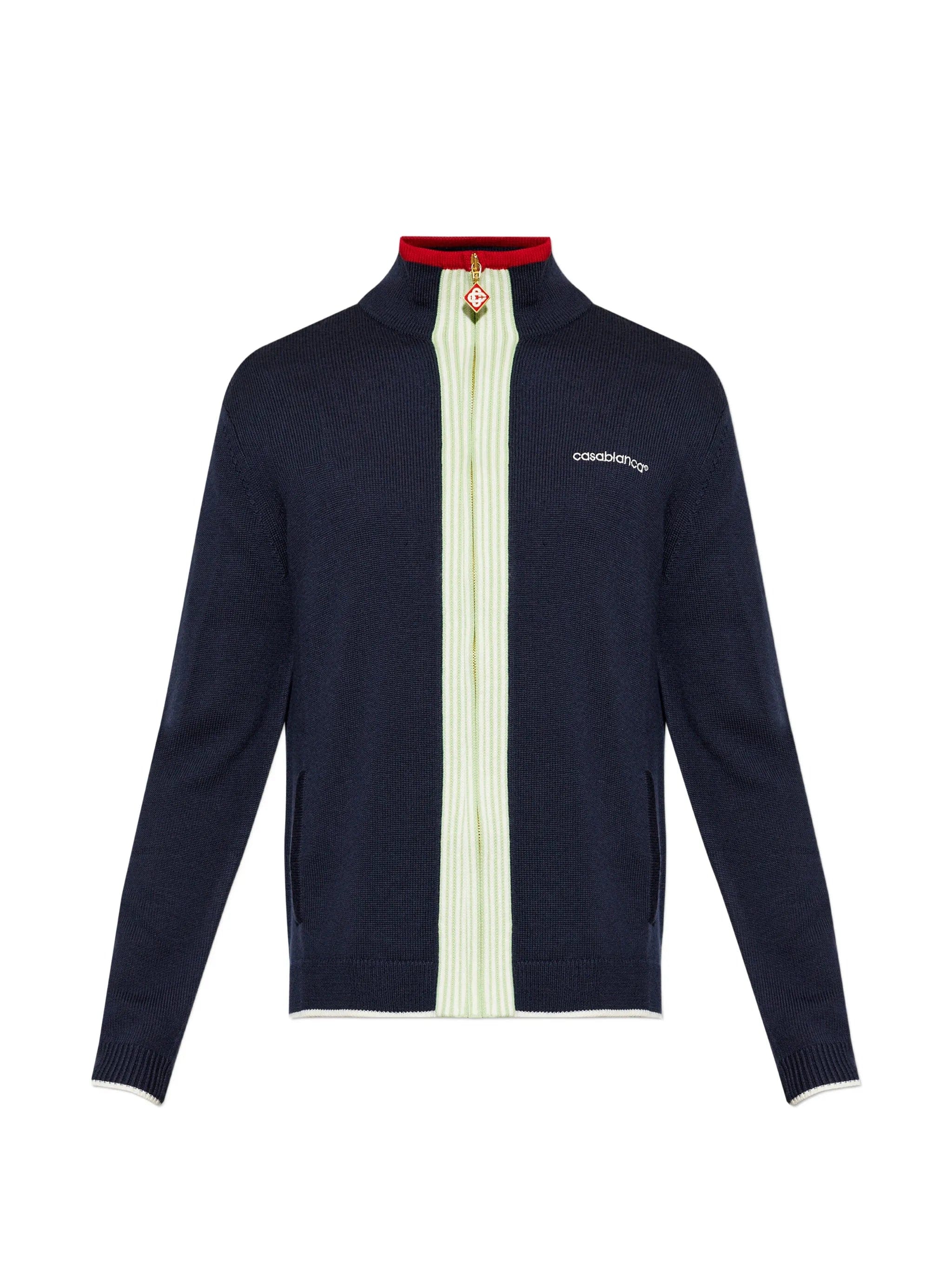 Casablanca logo - embroidered zip - up cardigan