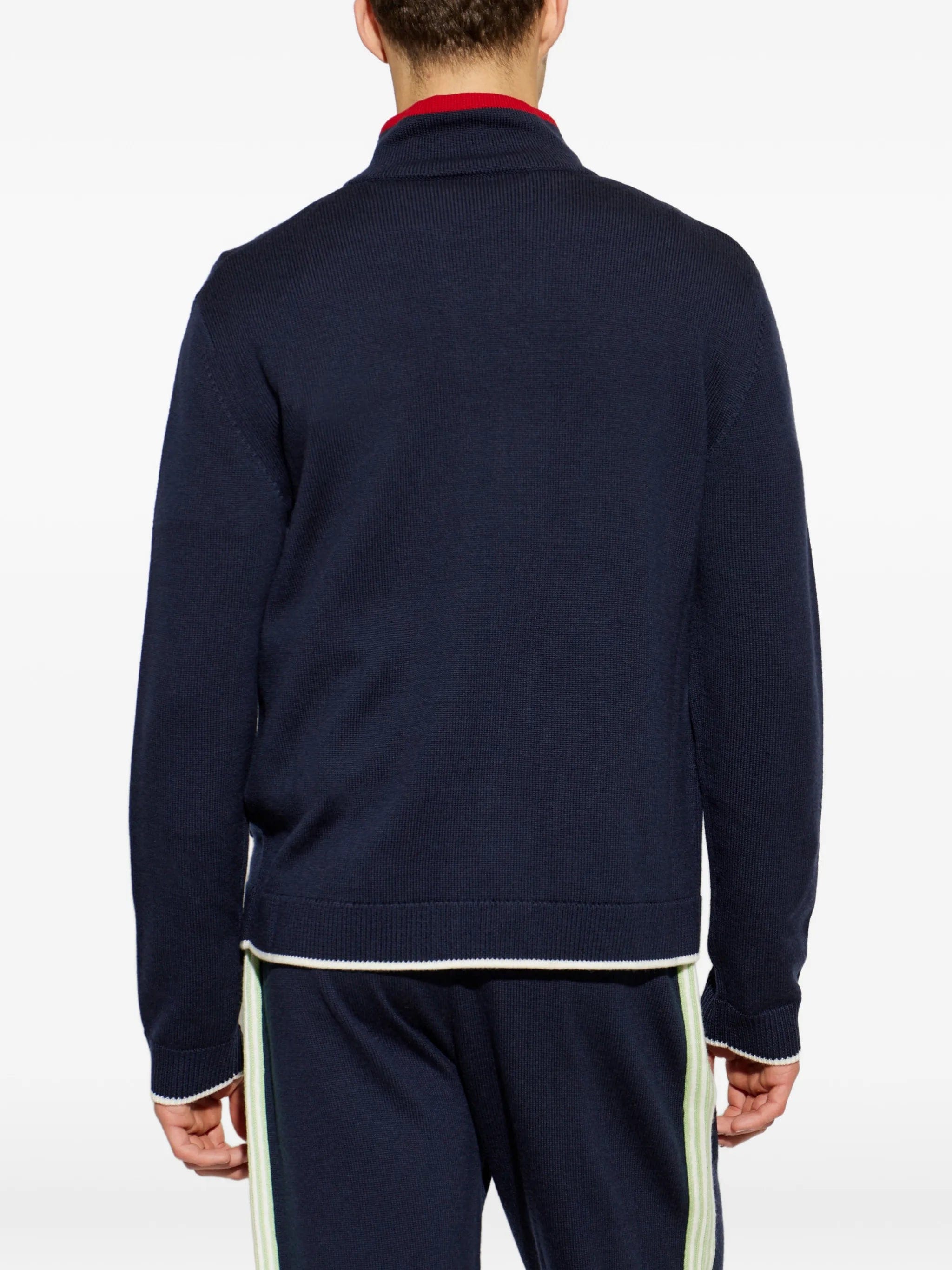 Casablanca logo - embroidered zip - up cardigan
