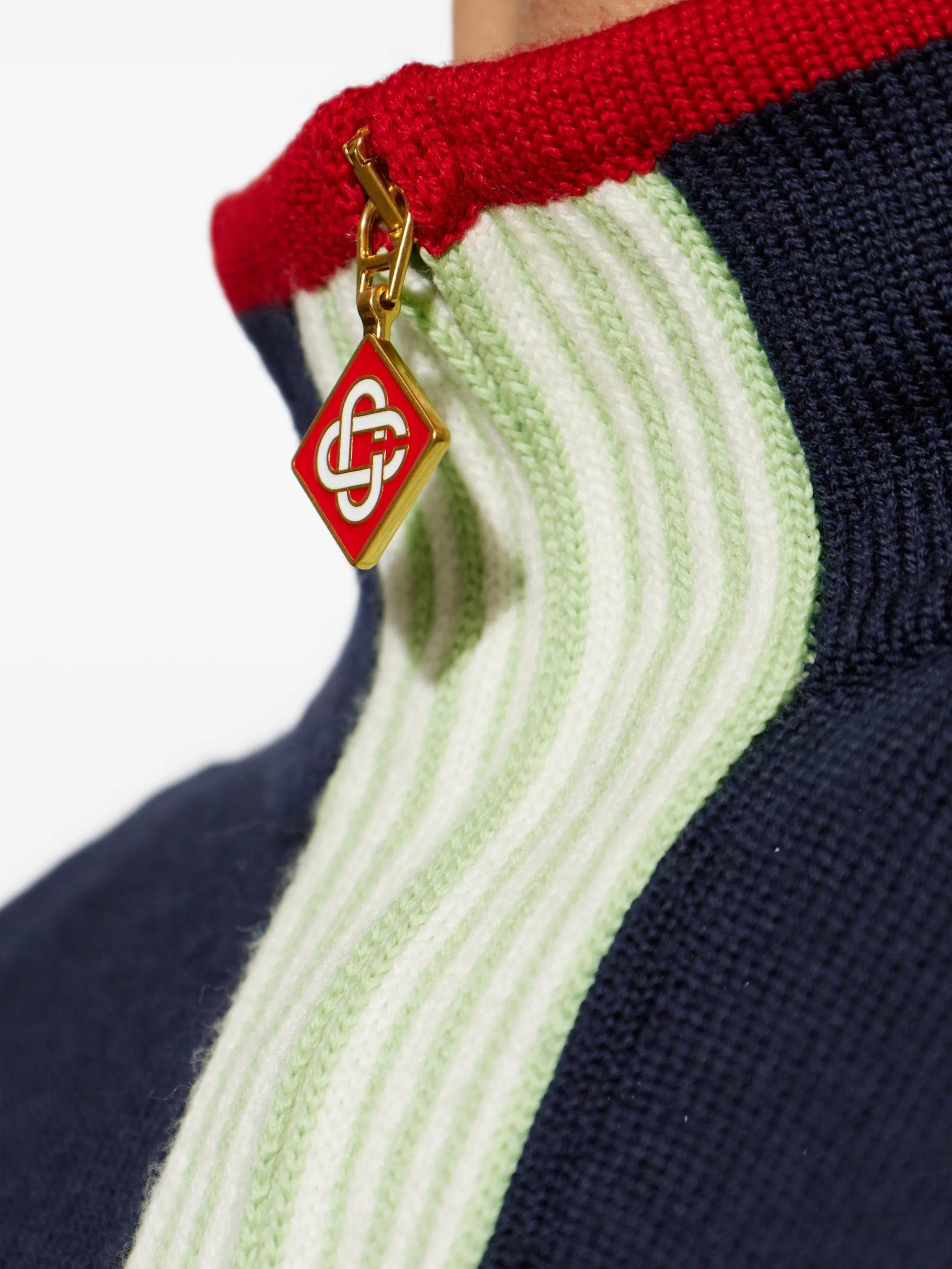 Casablanca logo - embroidered zip - up cardigan