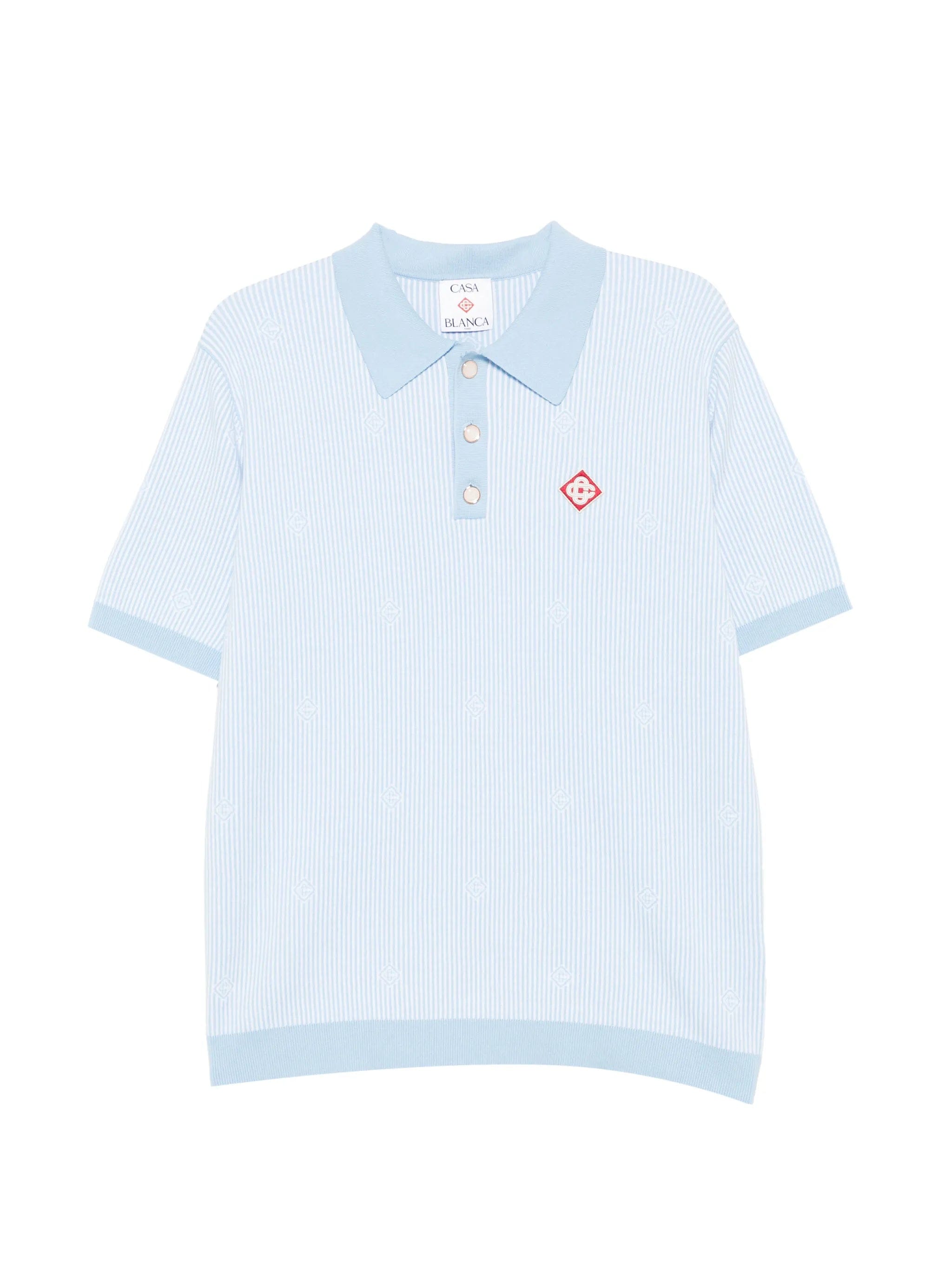 Casablanca monogram - jacquard striped polo shirt