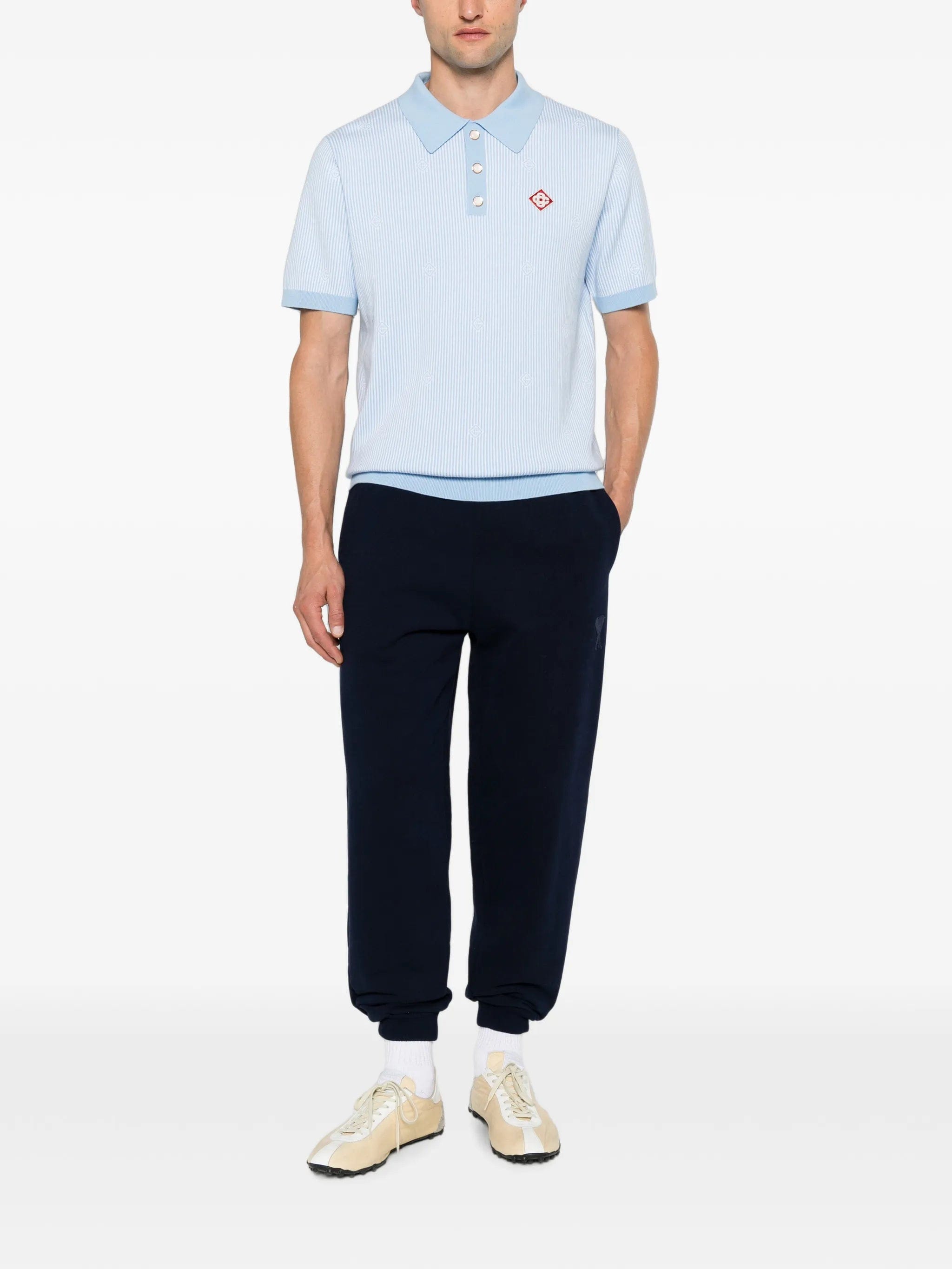 Casablanca monogram - jacquard striped polo shirt