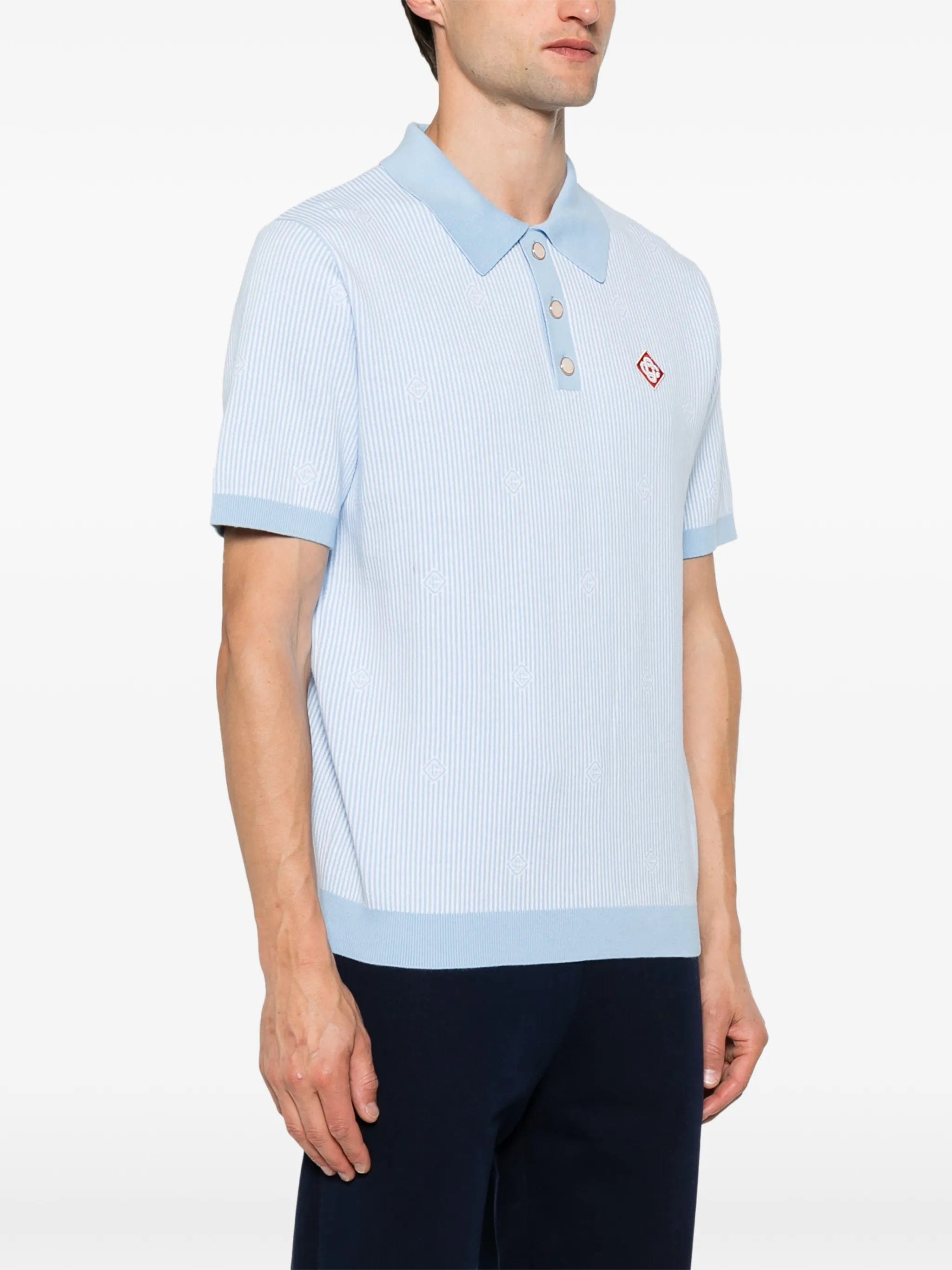 Casablanca monogram - jacquard striped polo shirt