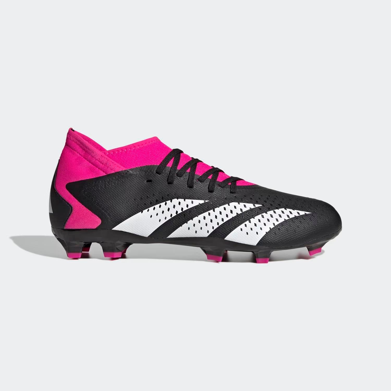 WHITE* Men's Predator Accuracy .3 Firm Ground Boots Shoes In Core Black / Cloud White / Team Shock Pink 2